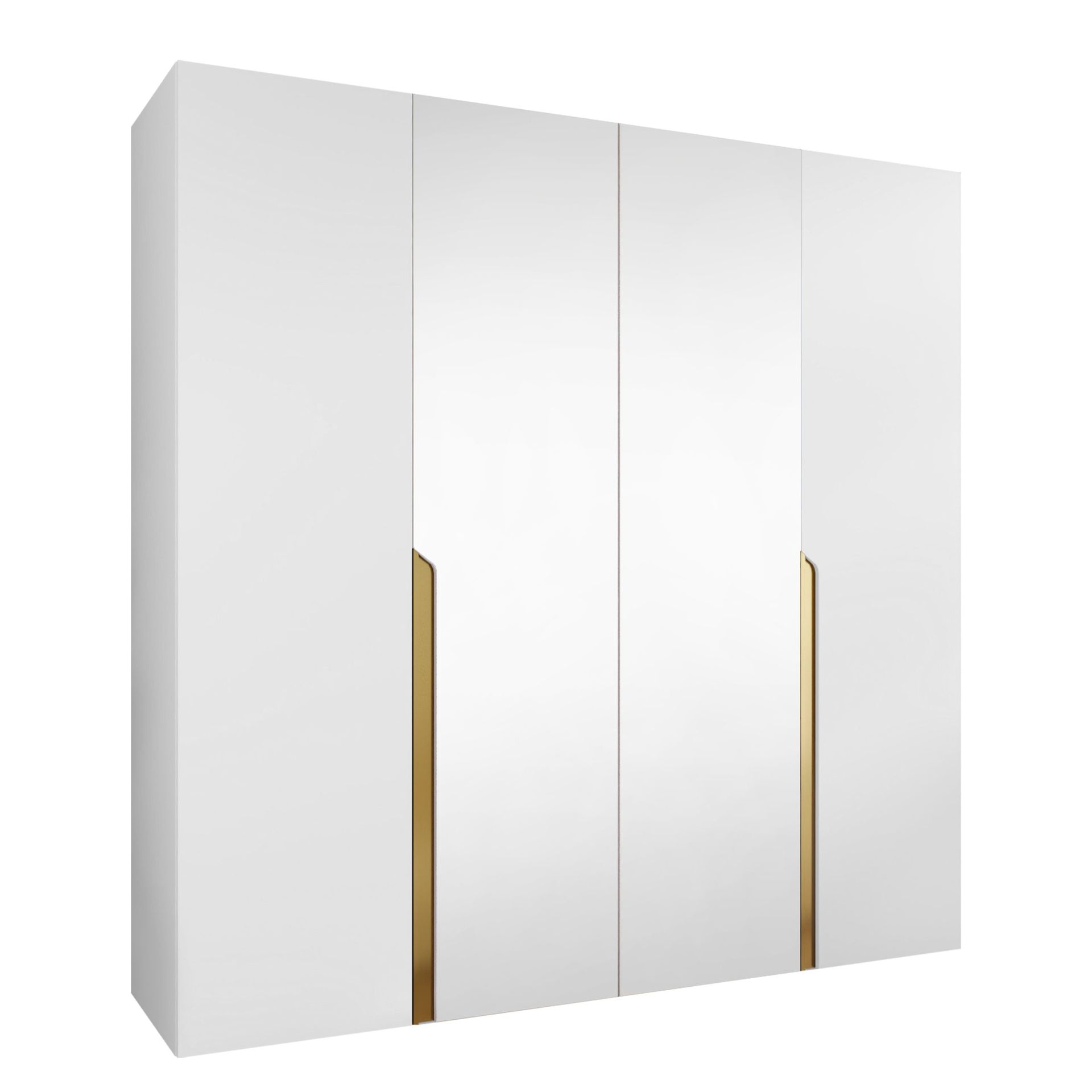 Milias Garderob med spegel 200x202 cm - vit