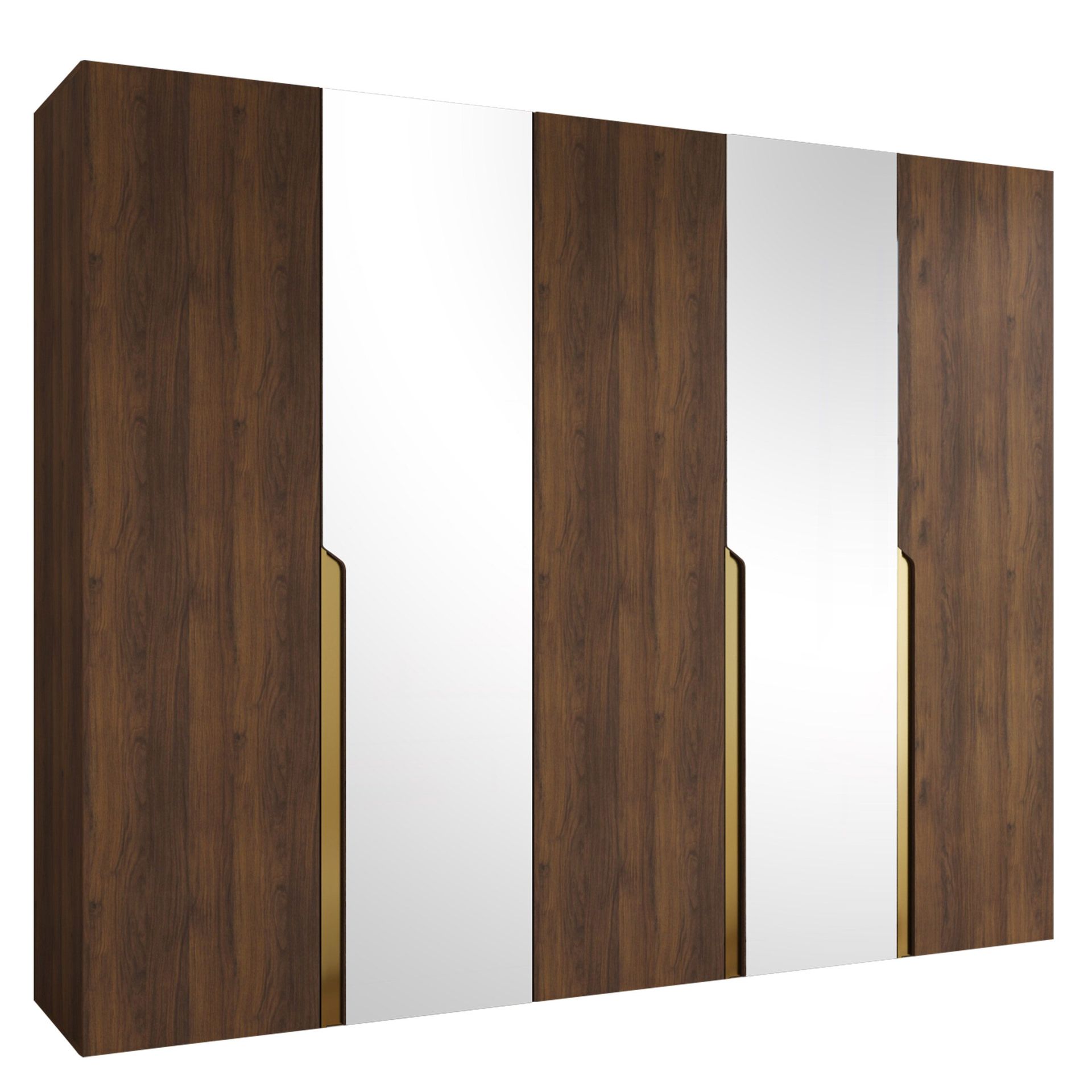 Milias Garderob med spegel 250x202 cm - Brun/guld