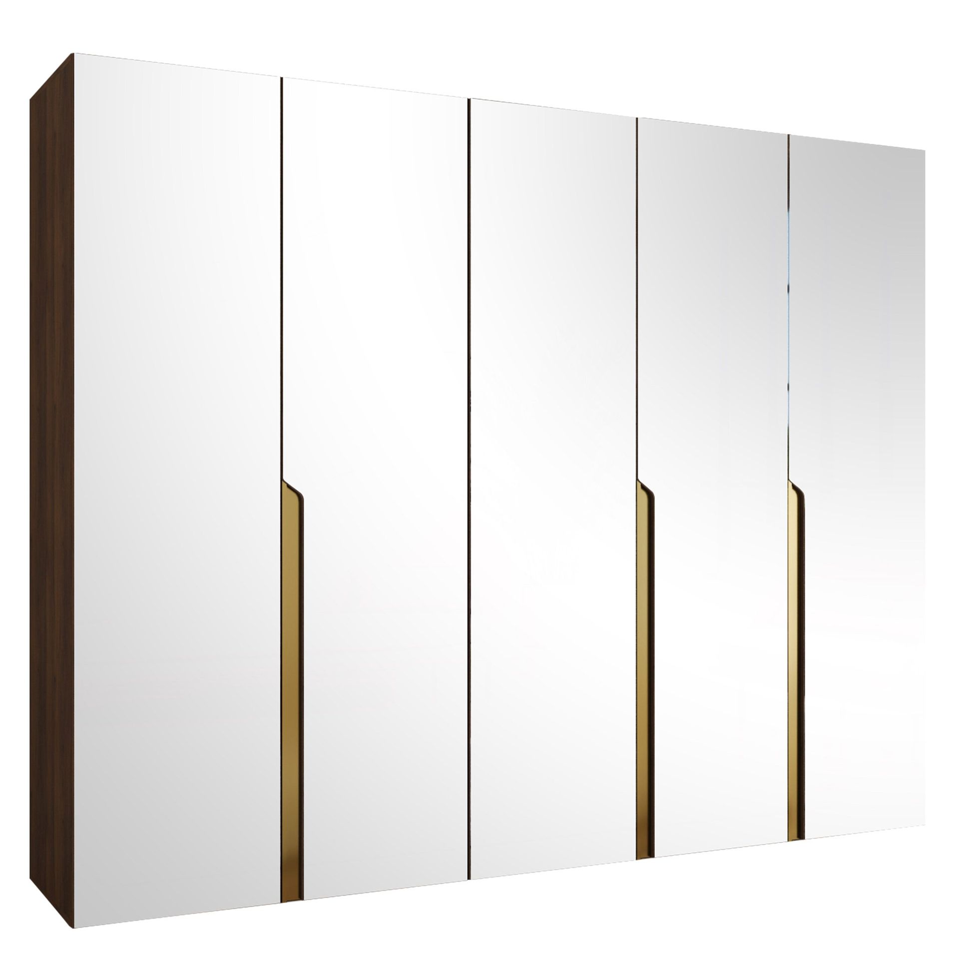 Milias Garderob med spegel 250x202 cm - Brun/guld