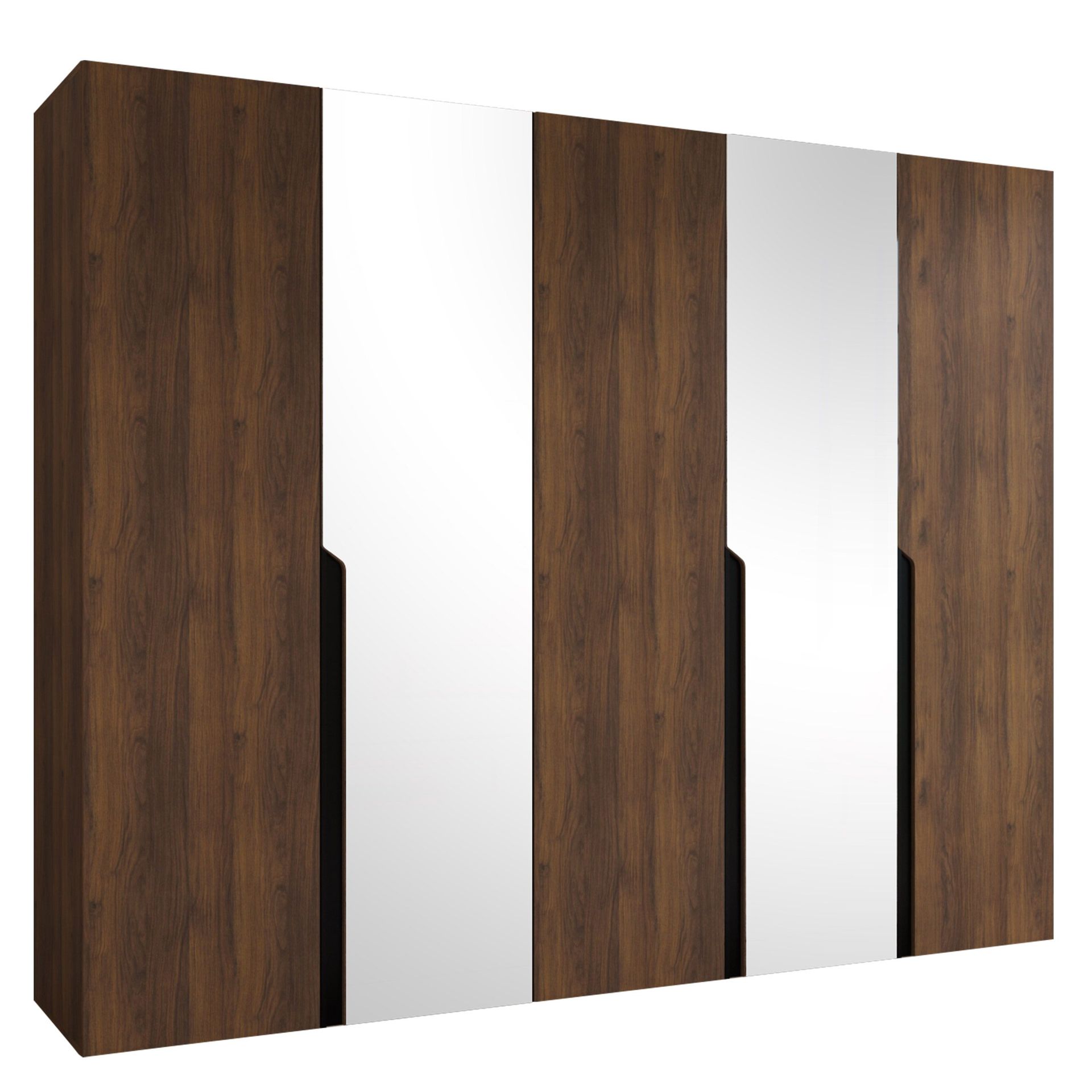 Milias Garderob med spegel 250x202 cm - Brun/svart