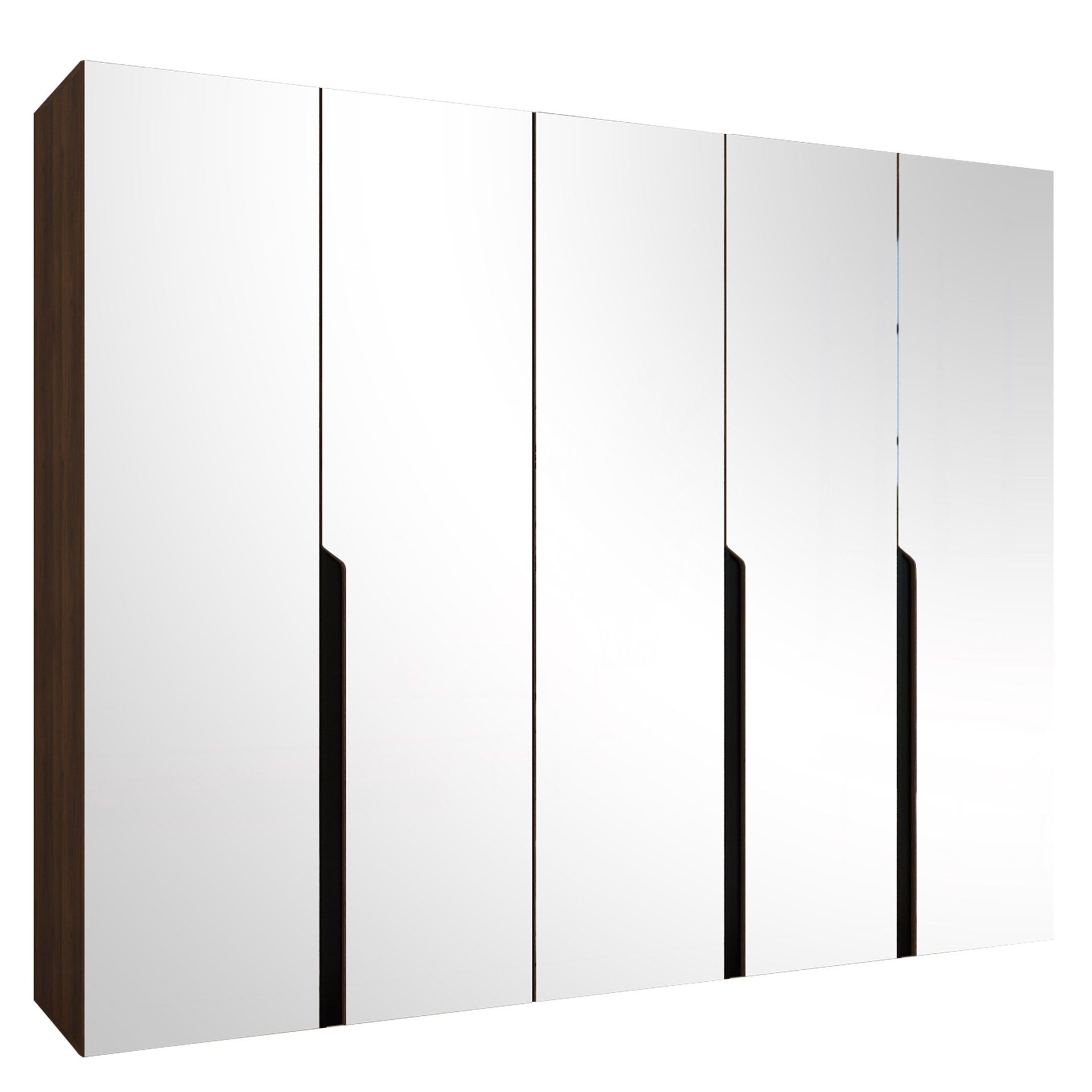 Milias Garderob med spegel 250x202 cm - Brun/svart