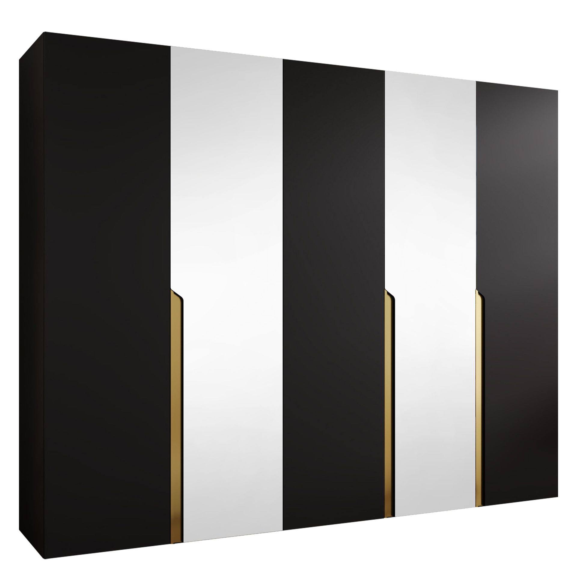 Milias Garderob med spegel 250x202 cm - Guld, svart