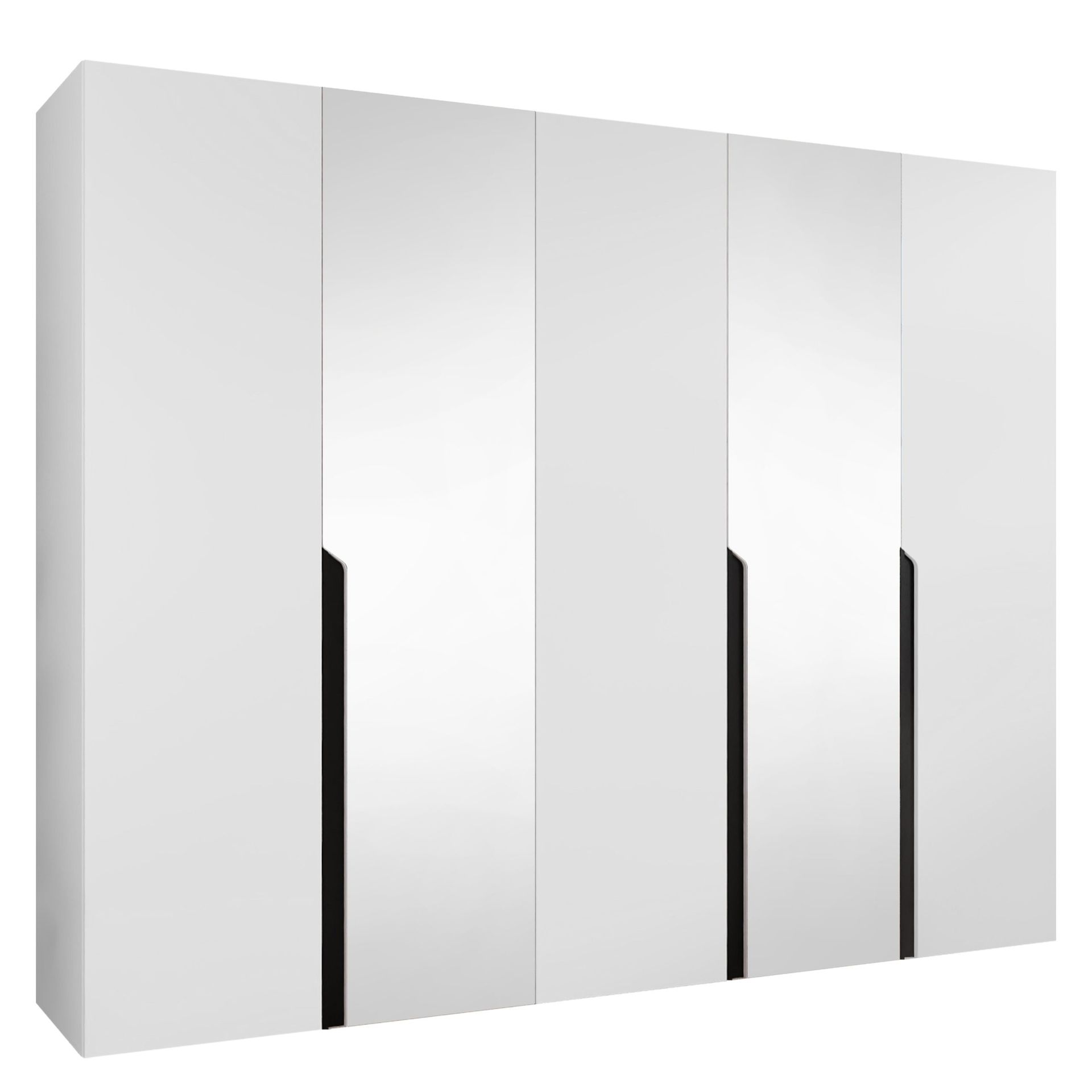 Milias Garderob med spegel 250x202 cm - Svart, vit