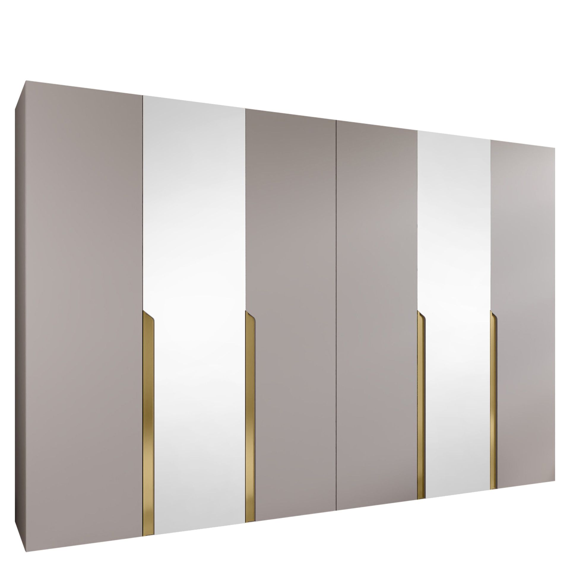 Milias Garderob med spegel 300x202 cm - beige/guld