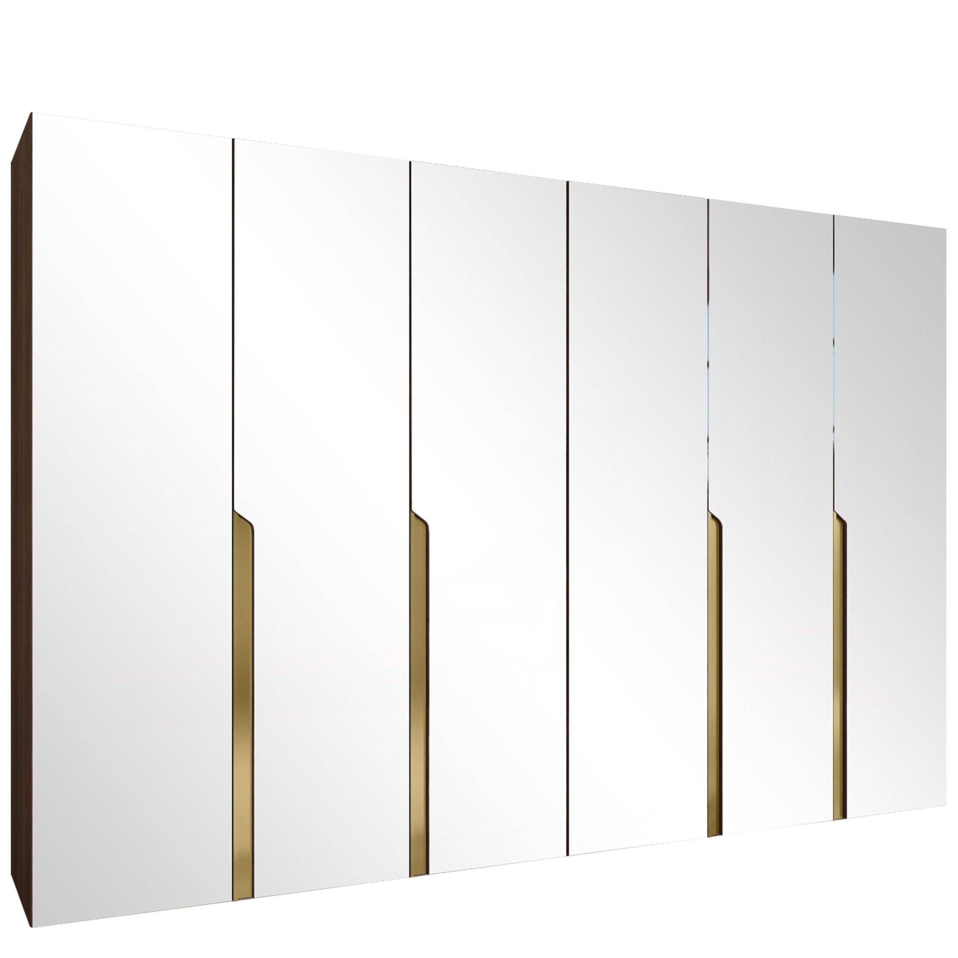 Milias Garderob med spegel 300x202 cm - Brun/guld