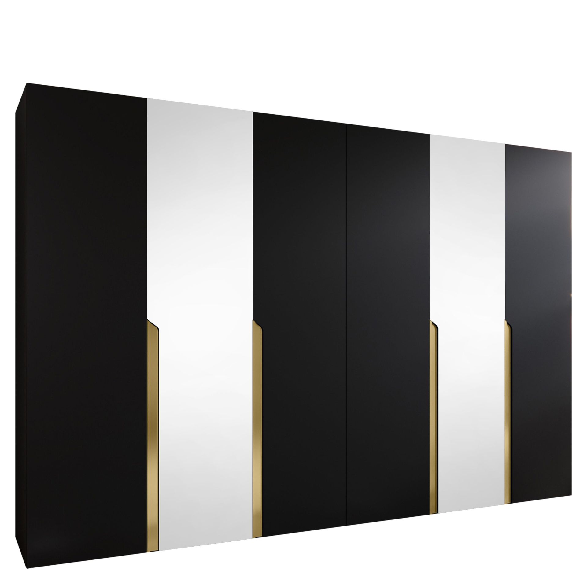 Milias Garderob med spegel 300x202 cm - svart/guld