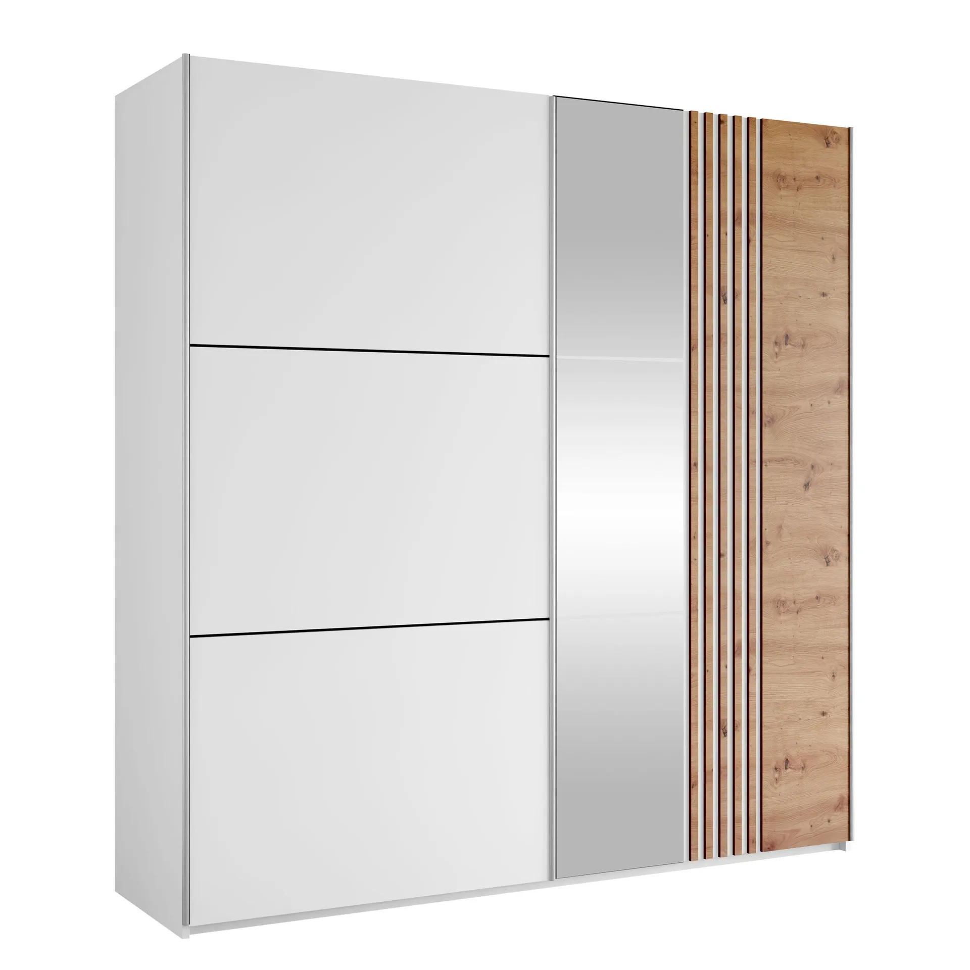 osval garderob med spegel 203x215 cm - vit/brun