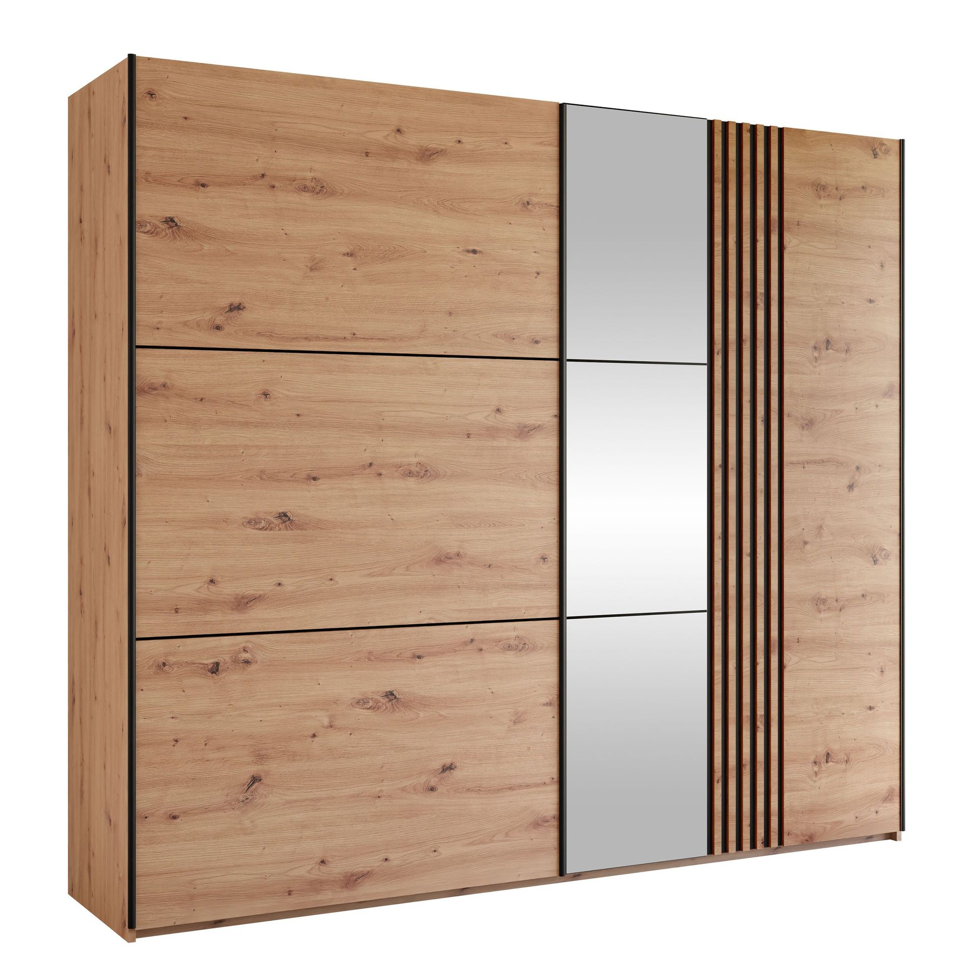 Osval Garderob med Spegel 250x215 cm - Brun/Svart