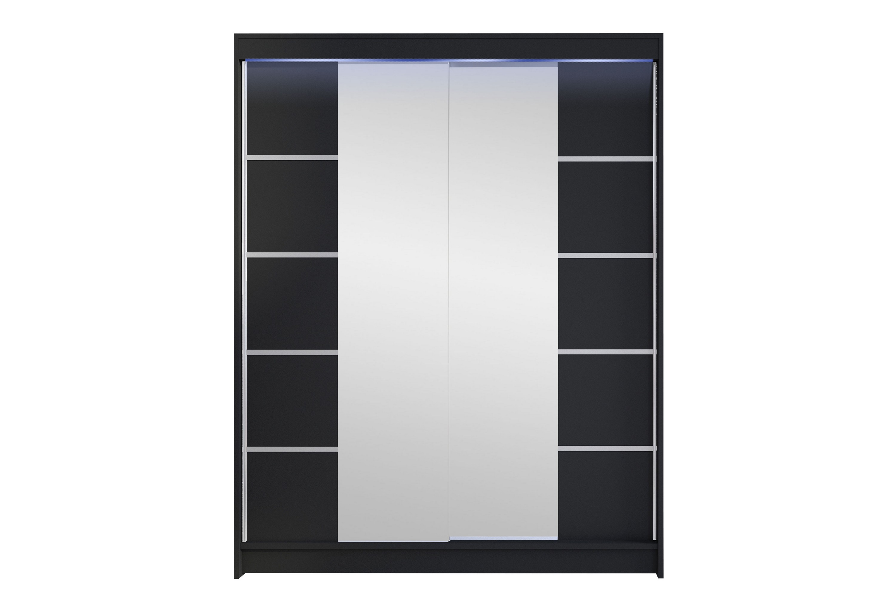 pickering garderob m. spegel 150x200 cm - svart