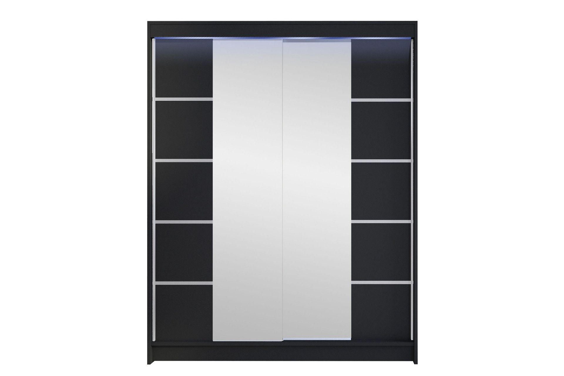 Pickering Garderob m. Spegel 150x200 cm - Svart