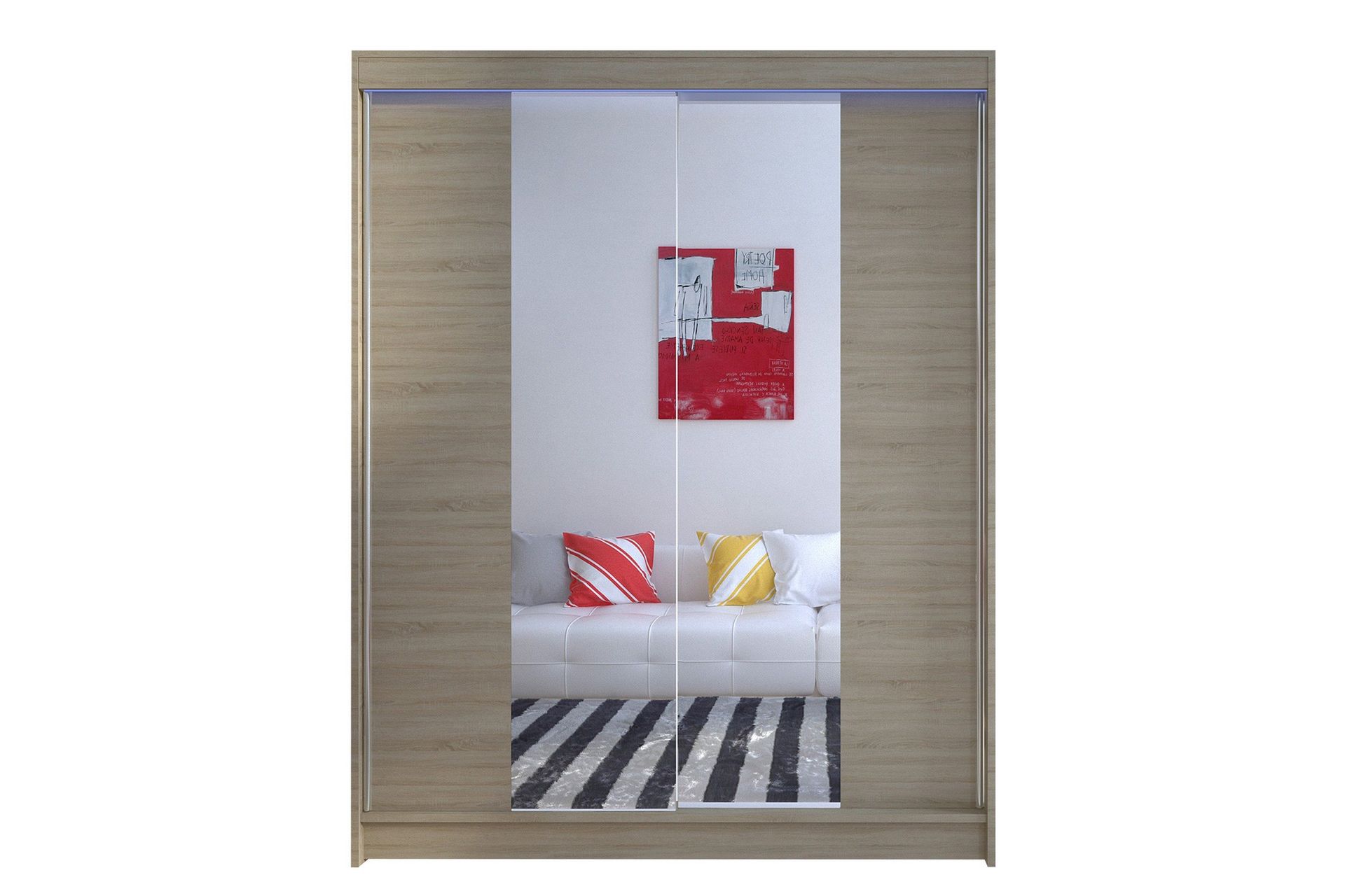 Pickering Garderob med Spegel 150x200 cm - Beige