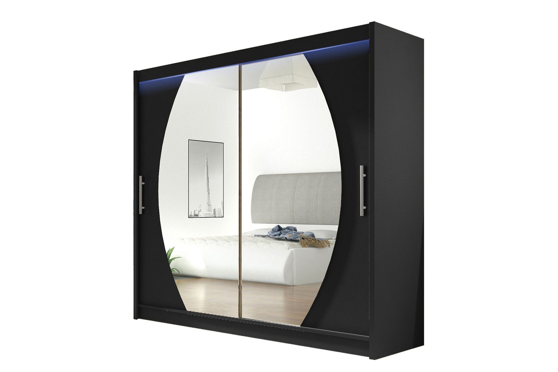 prag garderob med spegel 180x215 cm - svart