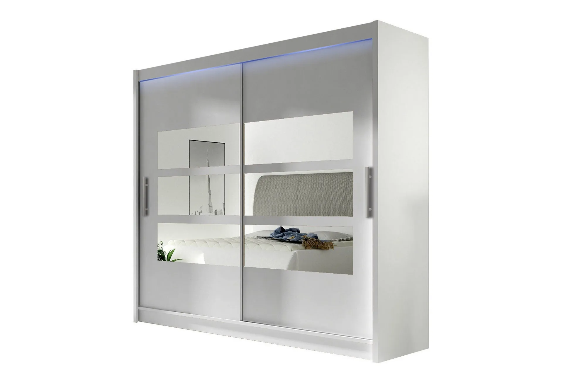 Prag Garderob med Spegel 180x215 cm - Vit