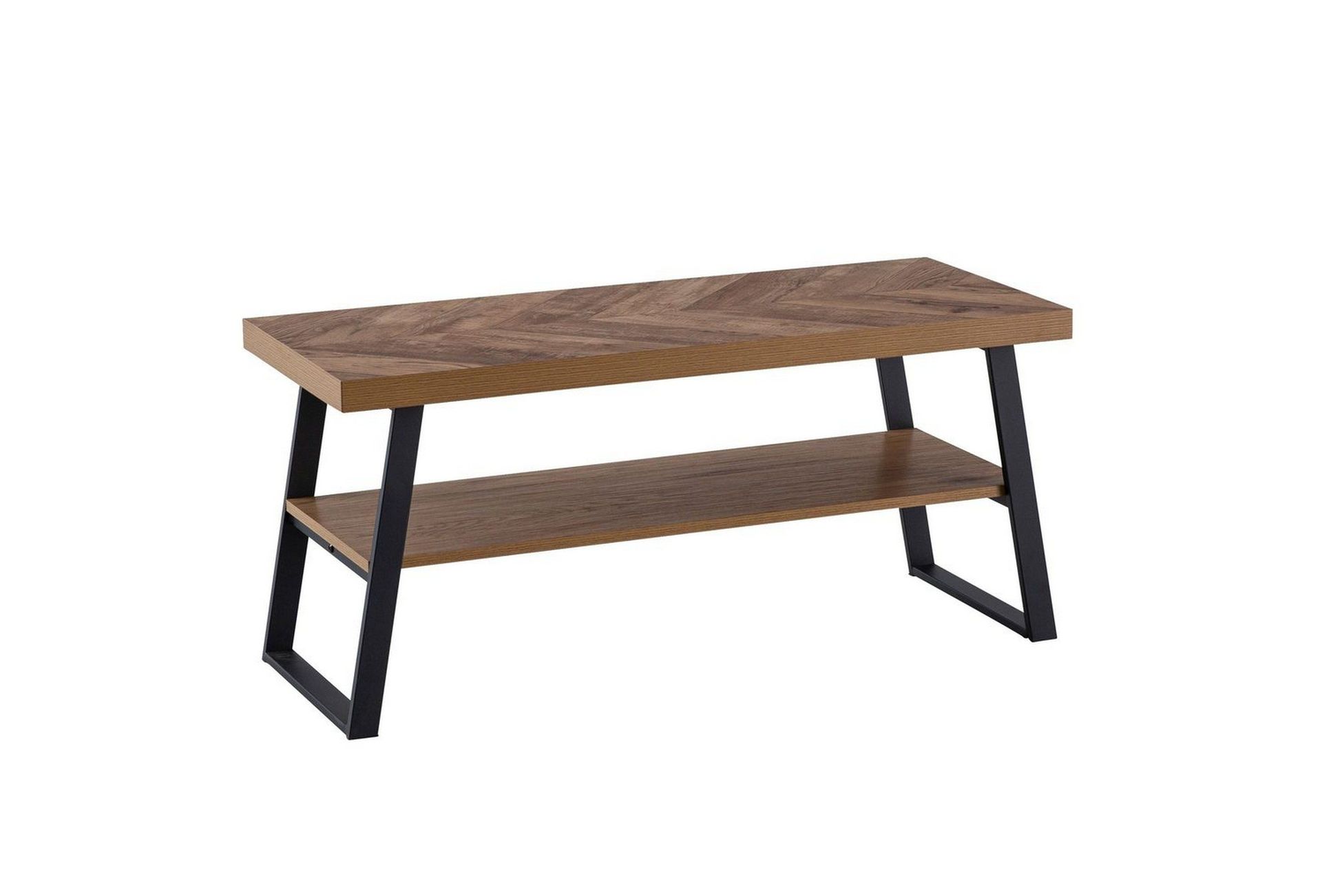 B&auml;nk Wohnling Ekfiskbensdekor med hylla Stabil metallram Modern look -