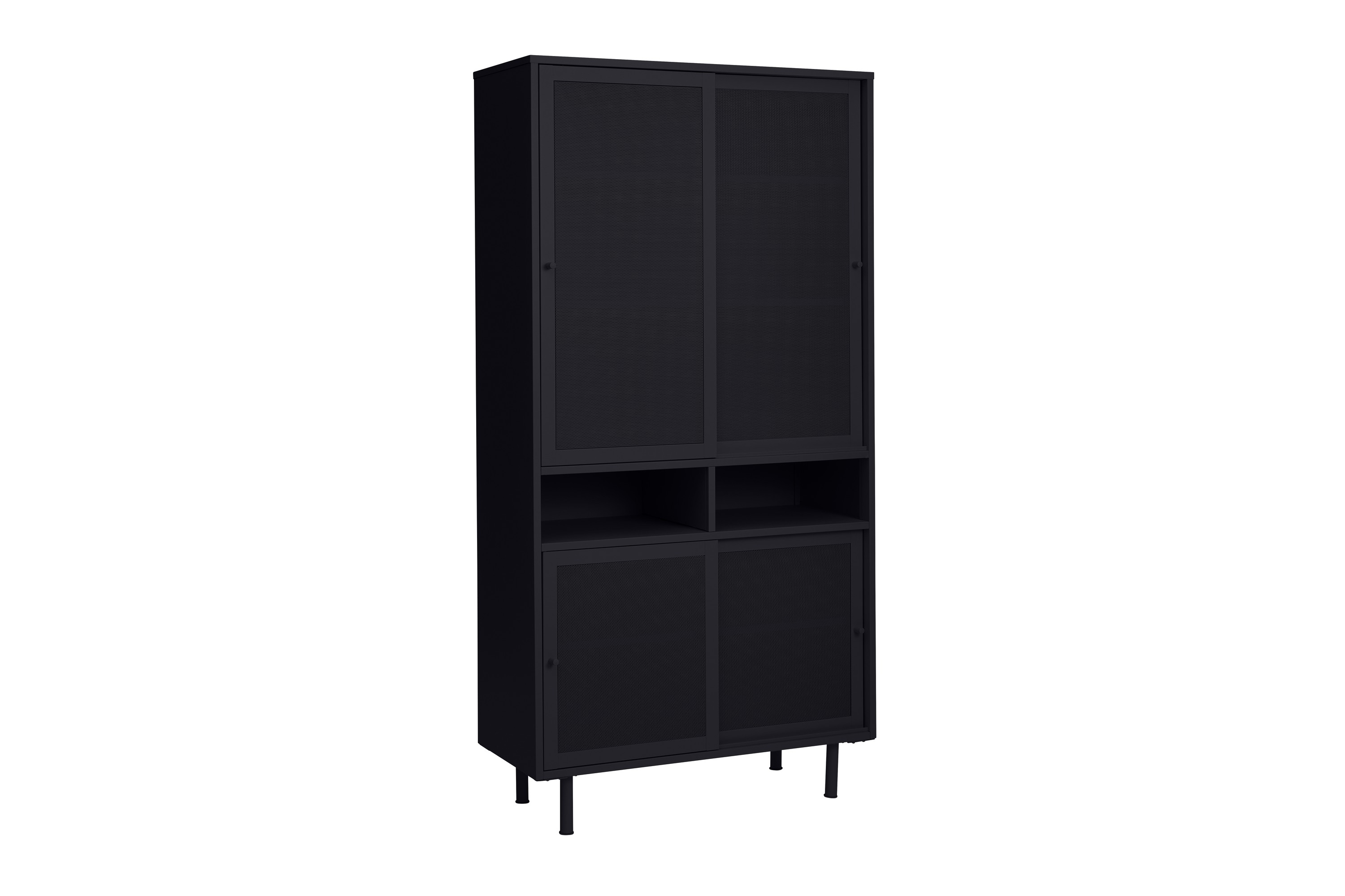 Annabel Vitrinskåp 40 cm djup 90 cm bred 180 cm hög Mörk Metall Svart
