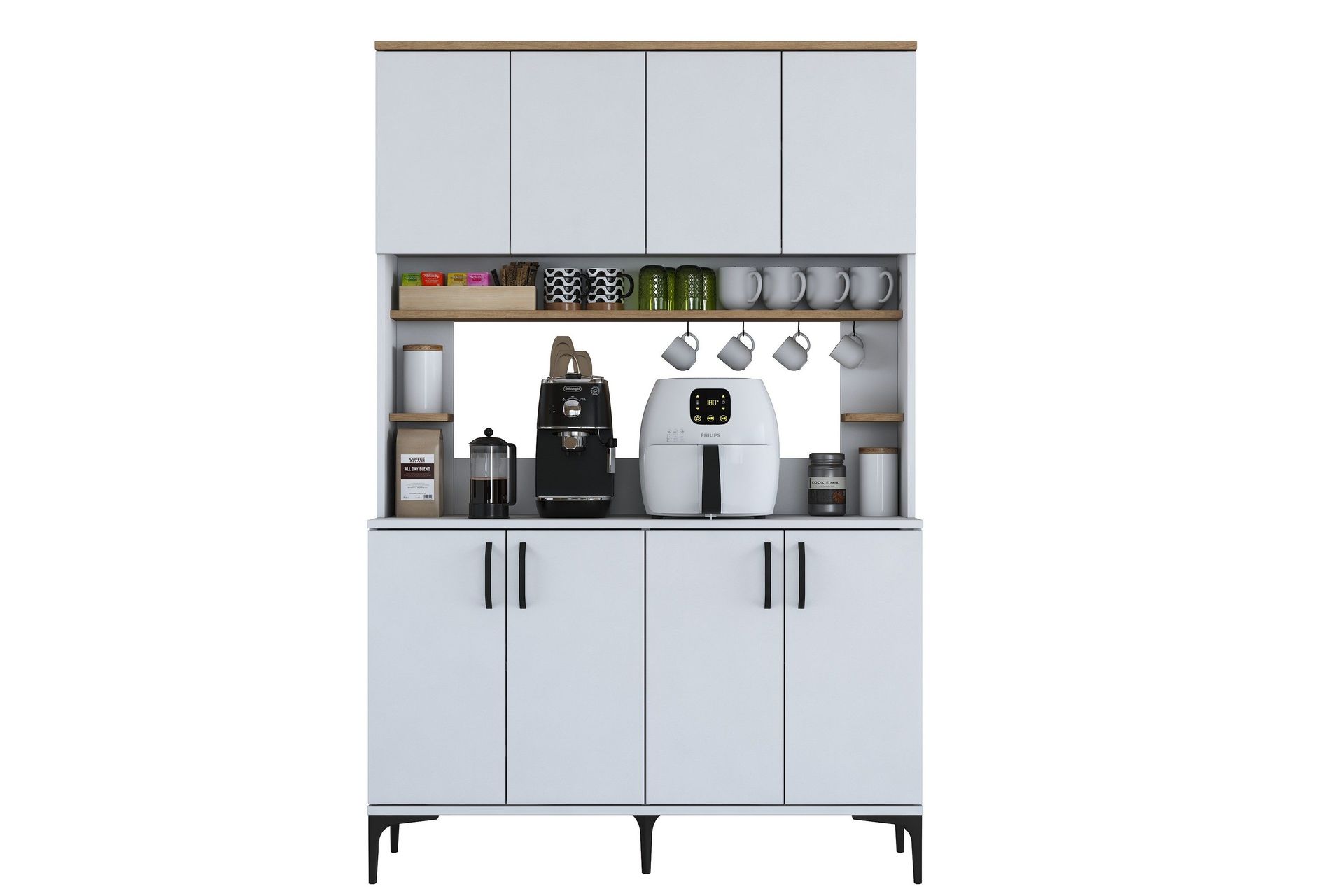 eligius högskåp - vit/valnöt