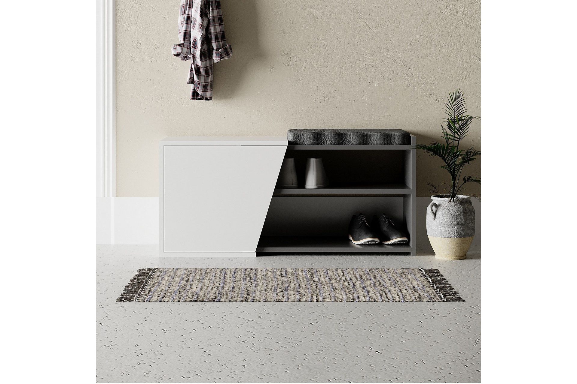 Fiona Skosk&aring;p 104,6 cm - Antracit/Vit