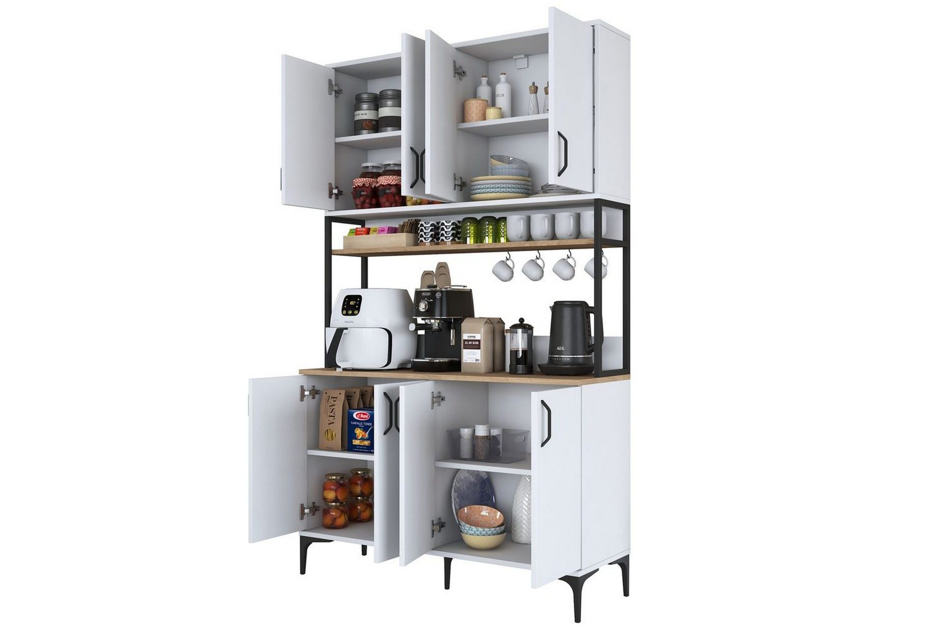 Flerfunktionssk&aring;p Cerreta 173 Valn&ouml;t / Vit - Valn&ouml;t / Vit