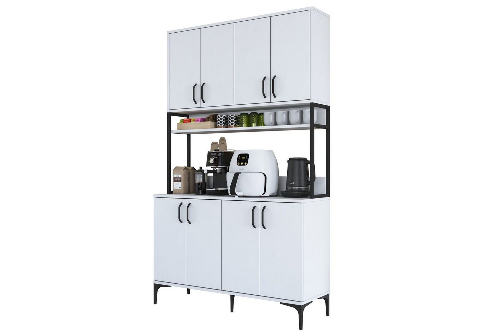 flerfunktionsskåp cerreta 173 vit - vit