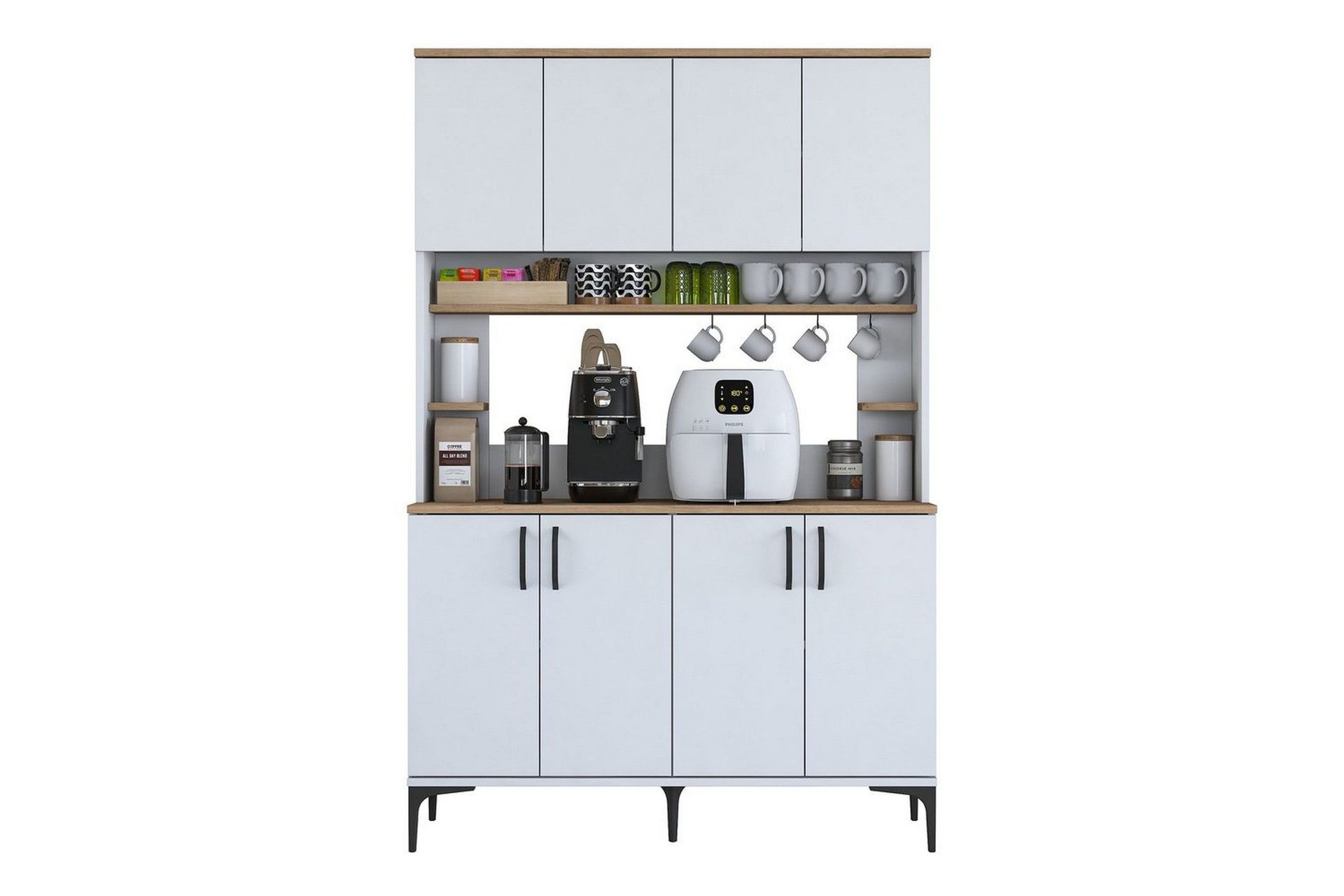 flerfunktionsskåp cerreta 176 valnöt / vit - mediumfärgat trä/vit