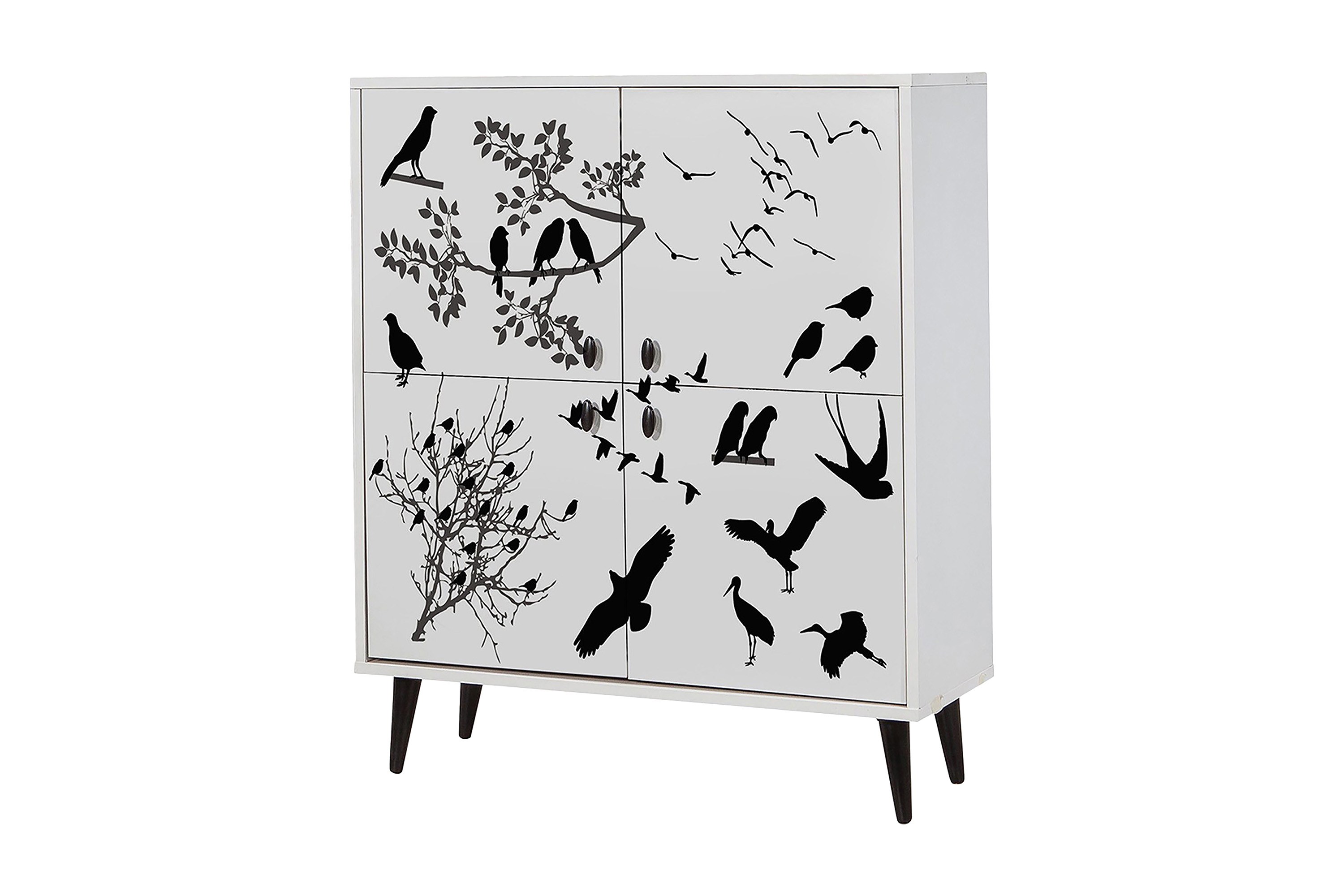 Highboard 95x111 cm Vit/Svart