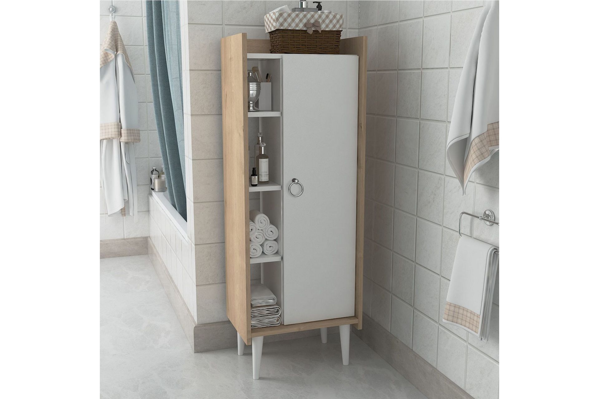 Keachi Highboard 50x30 cm - Natur/Vit