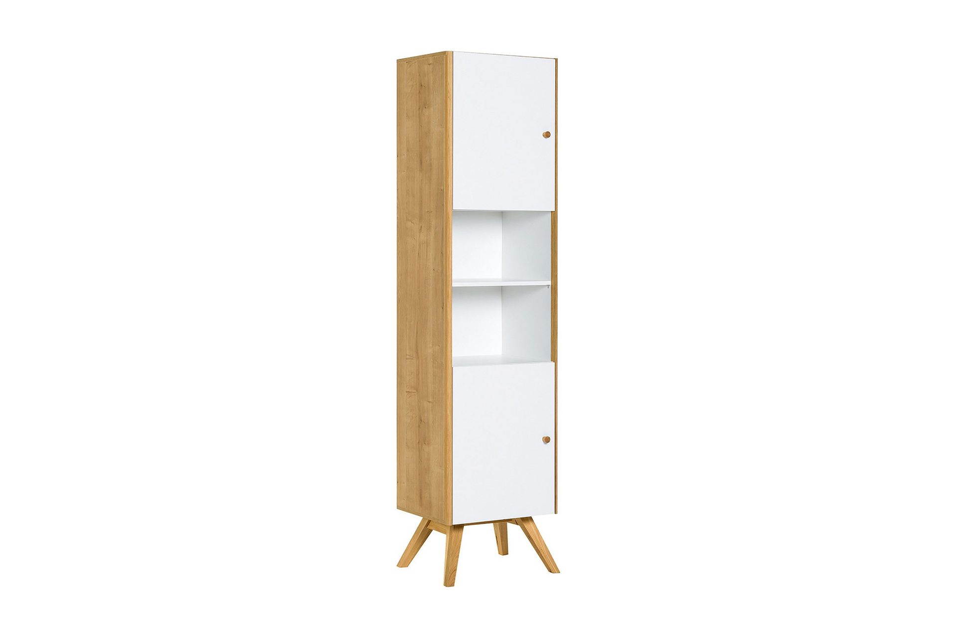 Nature Vitrinsk&aring;p 40 cm djup 50,5 cm bred 207,5 cm h&ouml;g Tr&auml; Ek Glas - Vit/Tr&auml;/natur