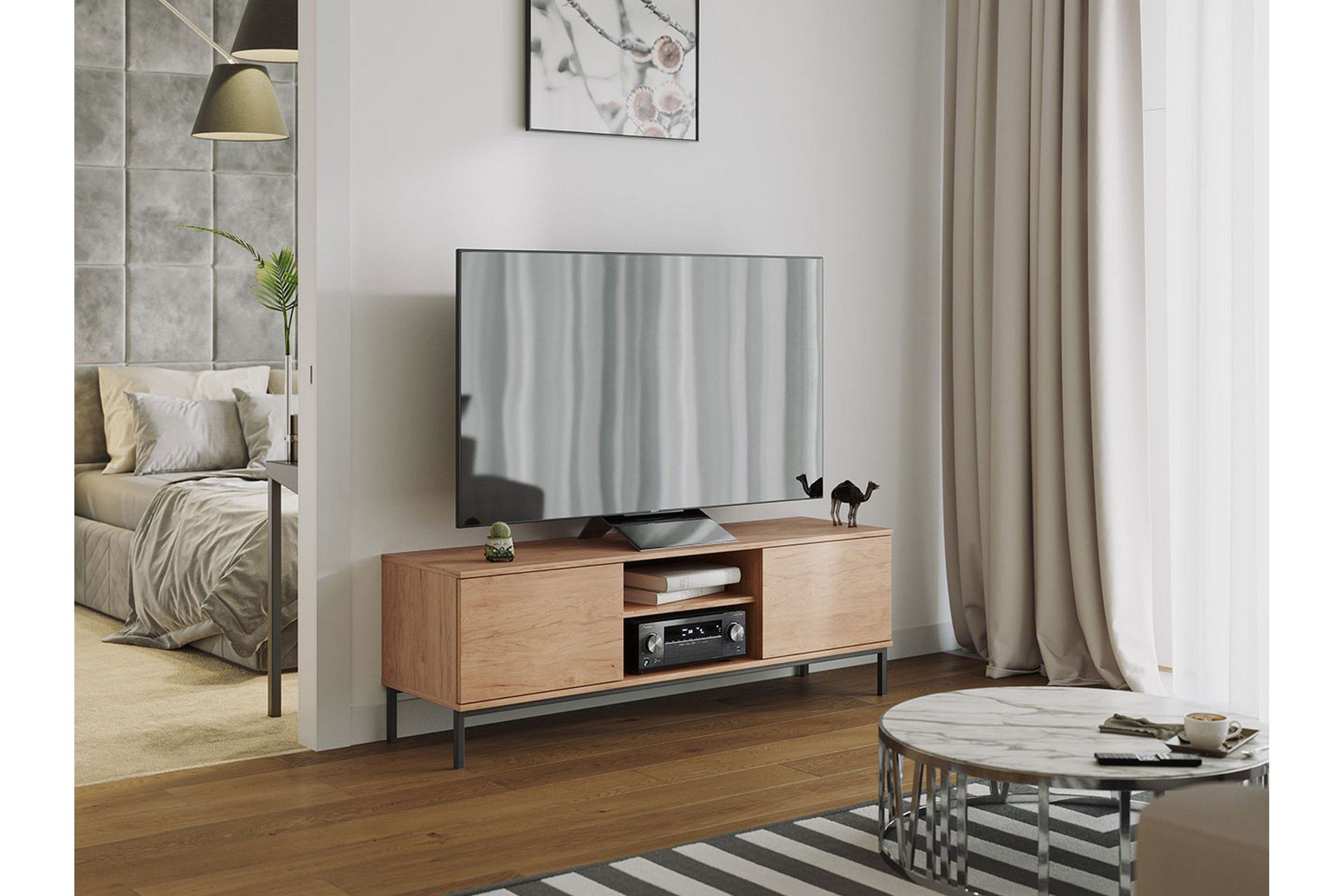 querty skåpsbyrå 150x50x41 cm - natur/svart