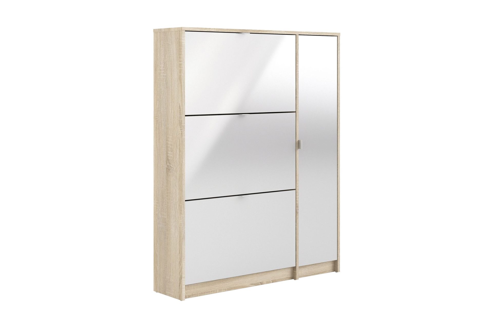 shoey skoskåp 3 fack - trä/natur/vit