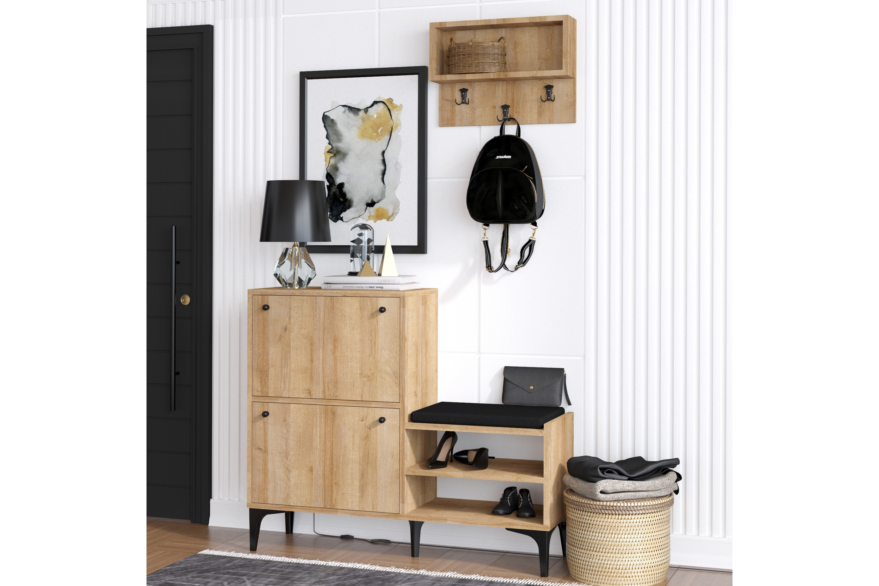 skoskåp bredene 110x35 cm - natur