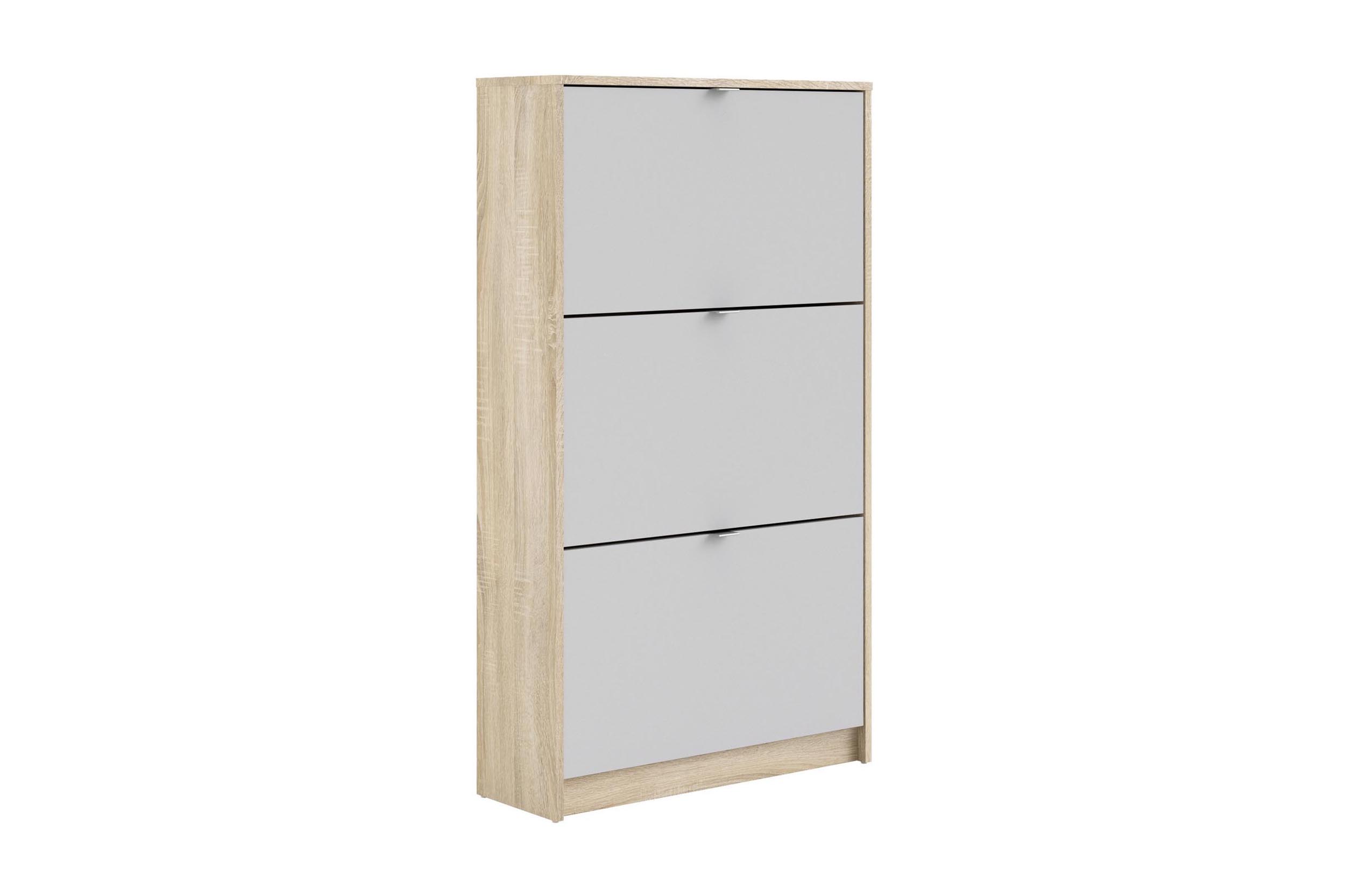 skoskåp malwine 3 fack - trä/natur/vit