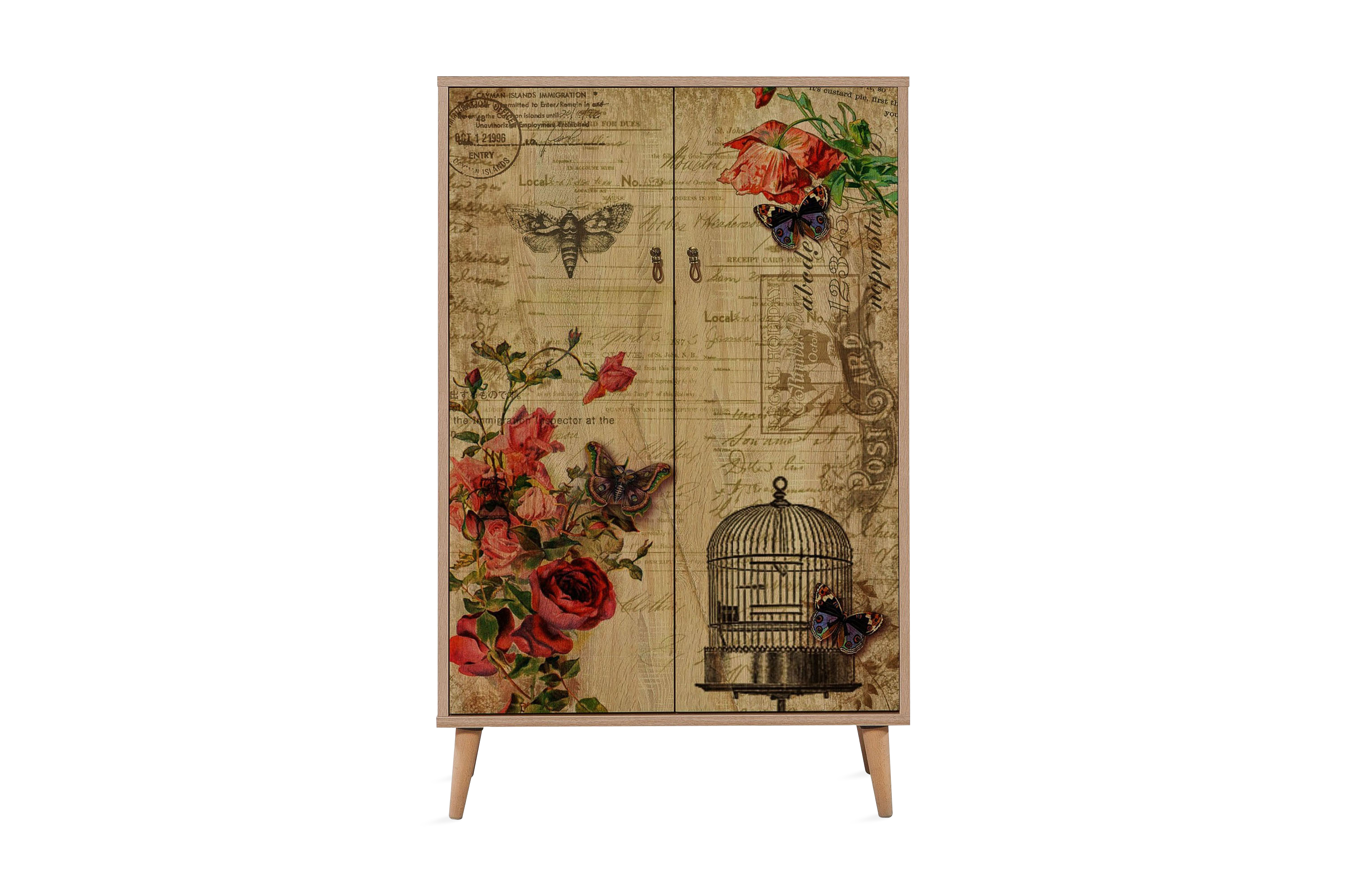 skåp dirk 80 cm vintage - brun/röd