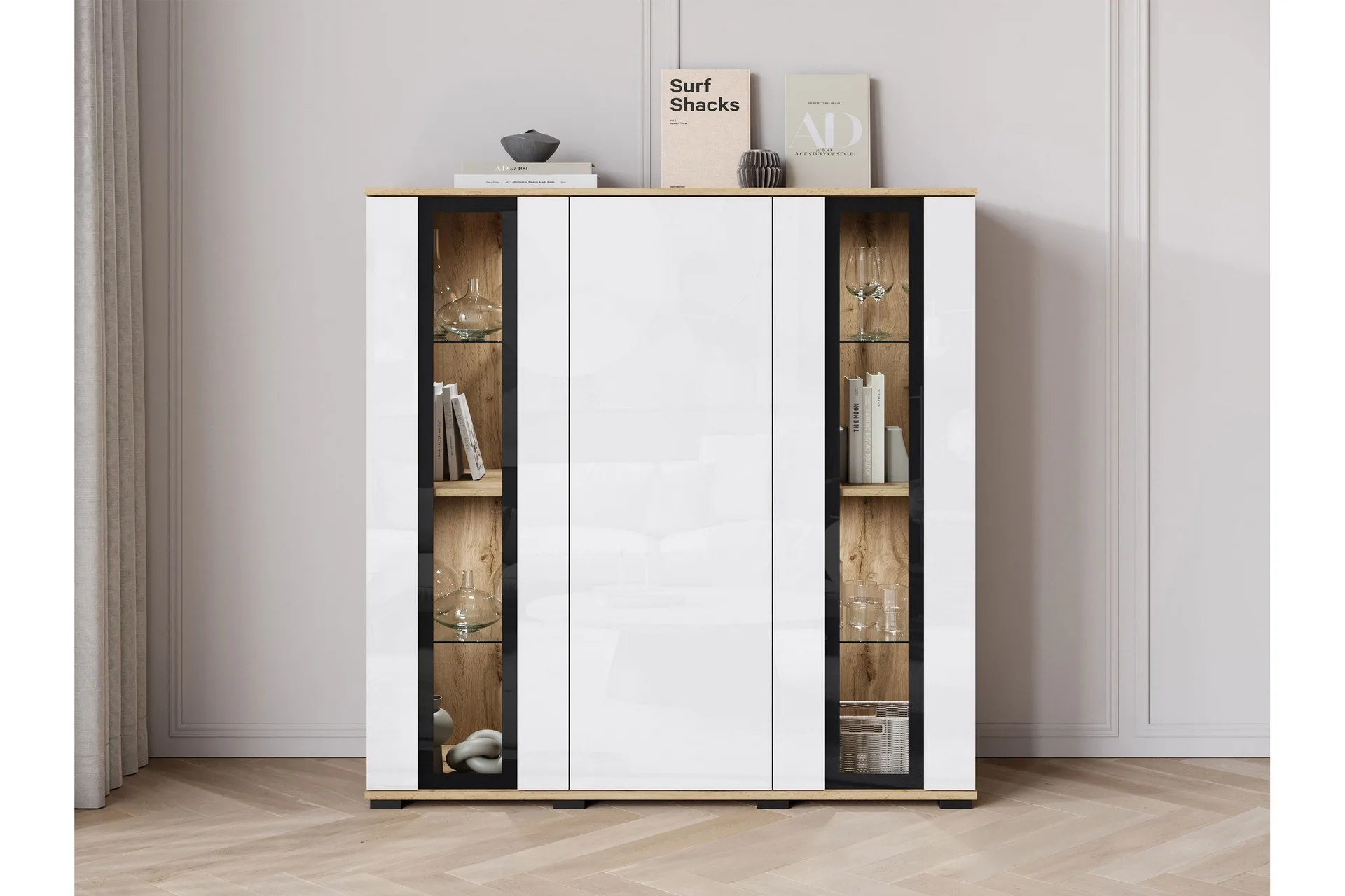 Gamal Highboard - Brun/Vit