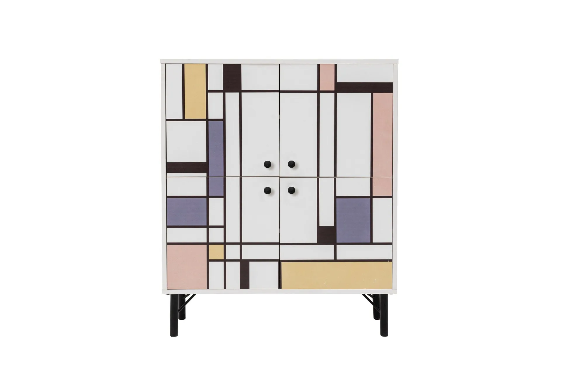 Midia Highboard 95x111 cm Vit/Brun/Lila/Gul - Hanah Home