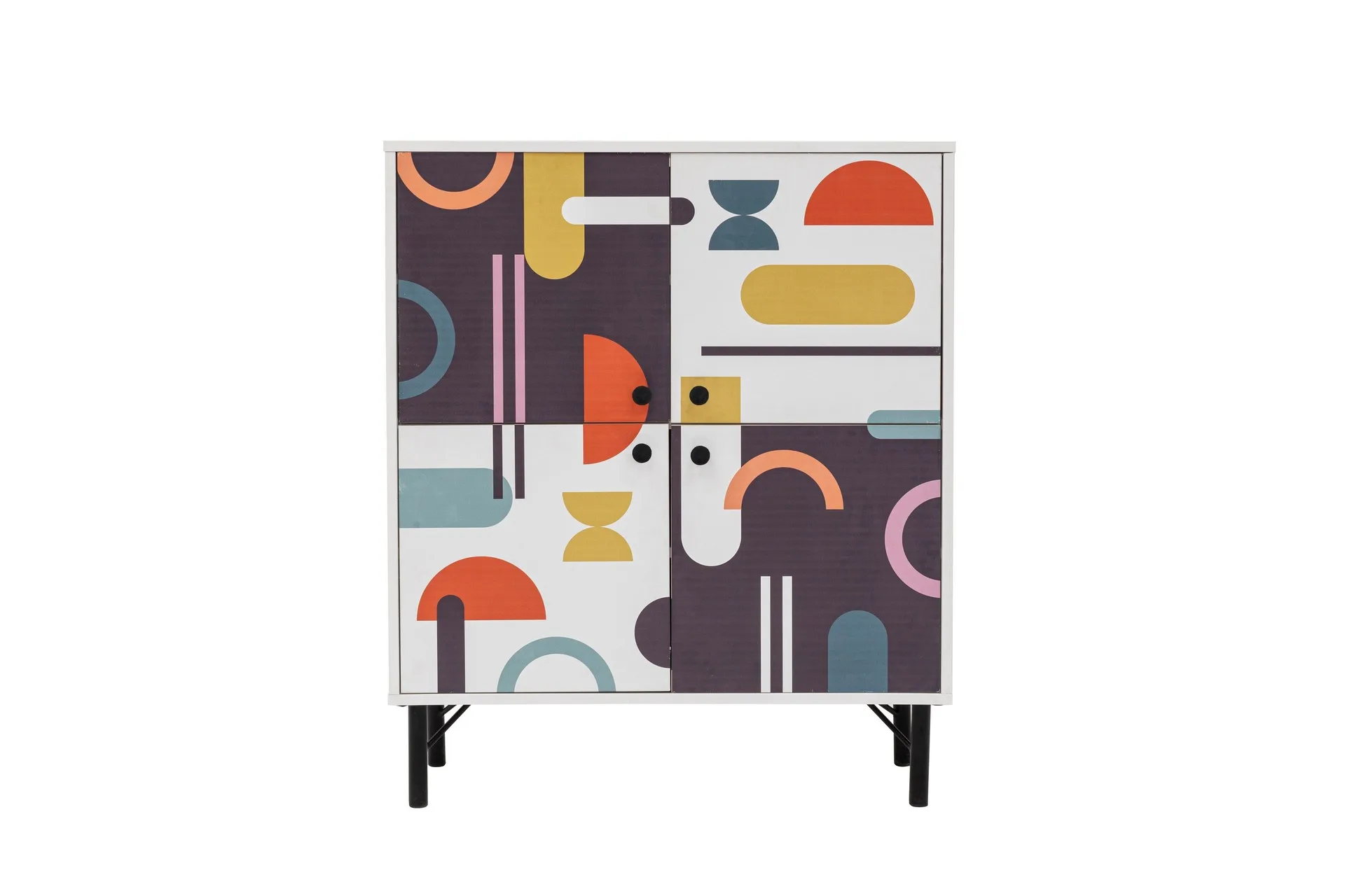 Sia Highboard 95x111 cm Vit/Brun/Lila/Gul - Hanah Home