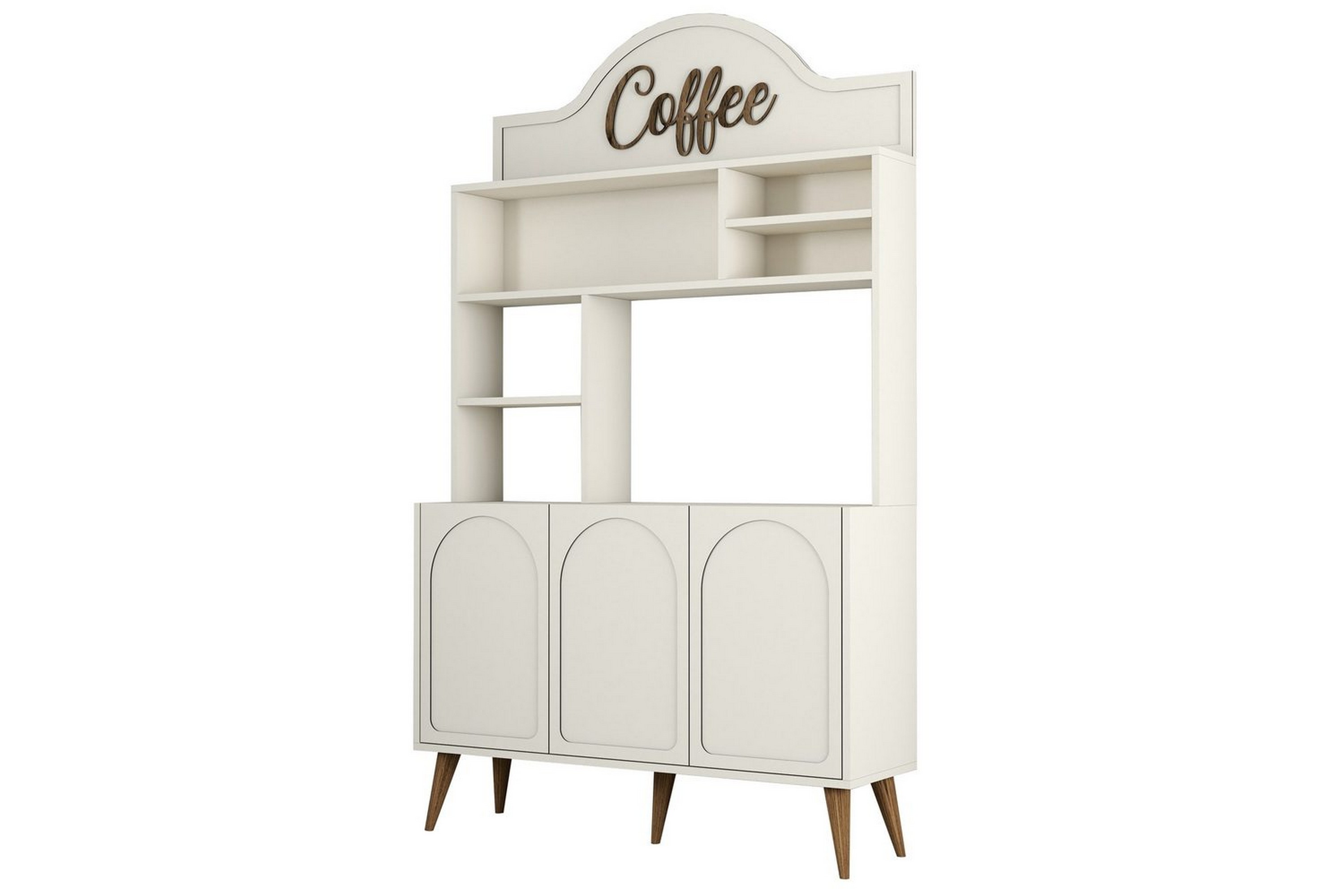 kaffebarskåp hazim tre gräddfärgad / valnöt - gräddfärgad / valnöt