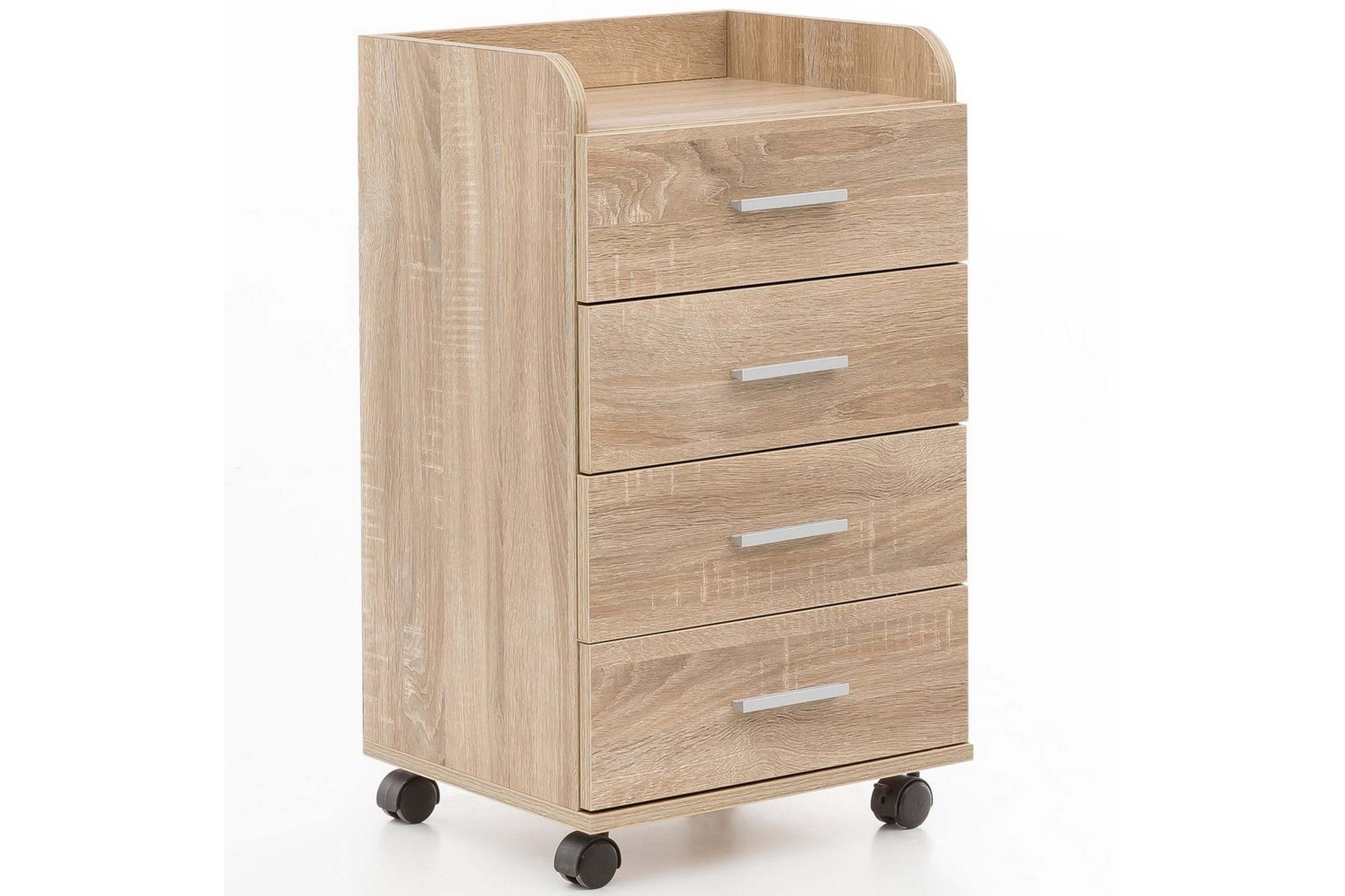 Rullkontejner Wohnling 4 lådor med hjul, förvaringsbricka, foliebelagd spånskiva, modern stil Sonoma Sonoma
