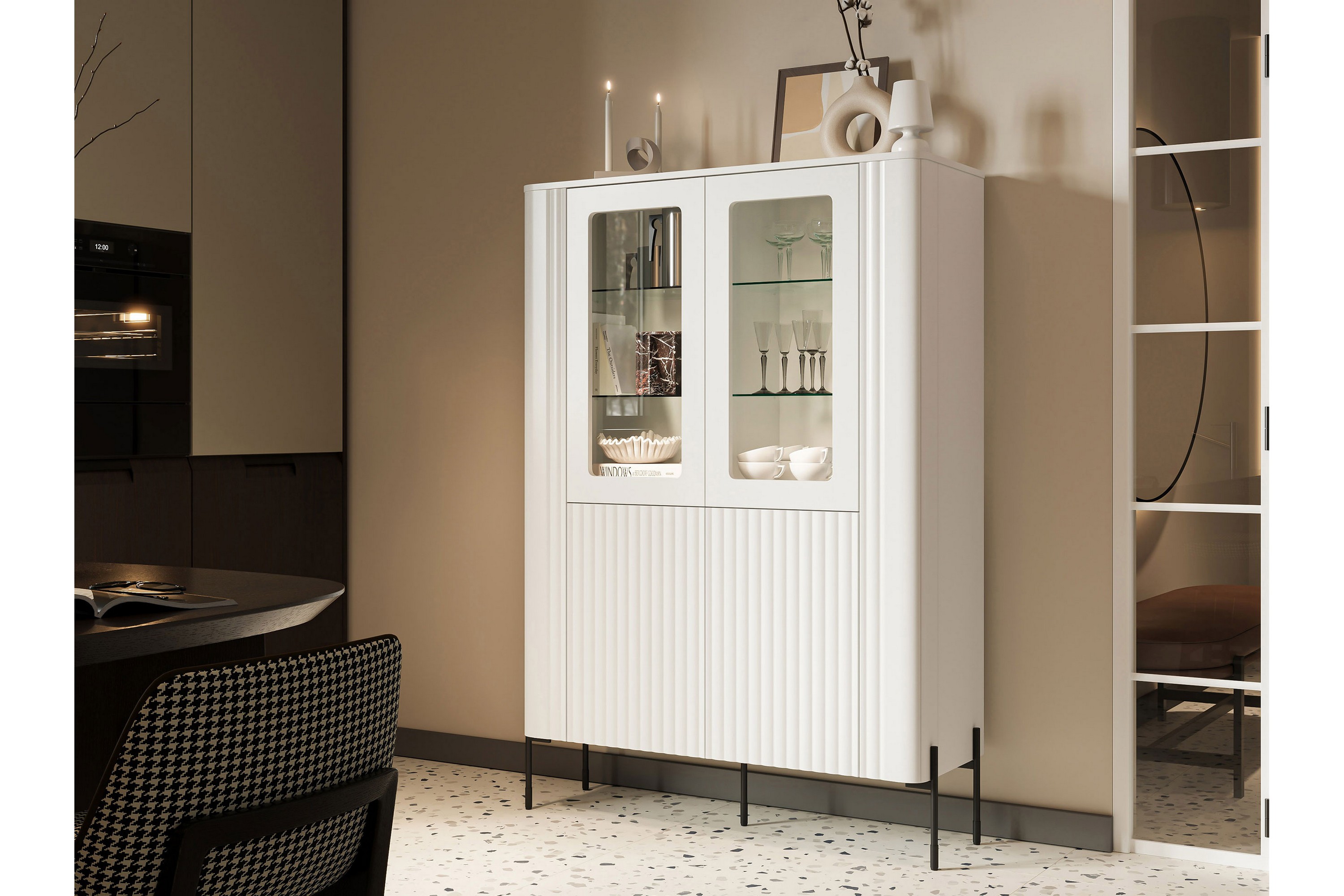 sherie vitrinskåp 110x160 cm - brun