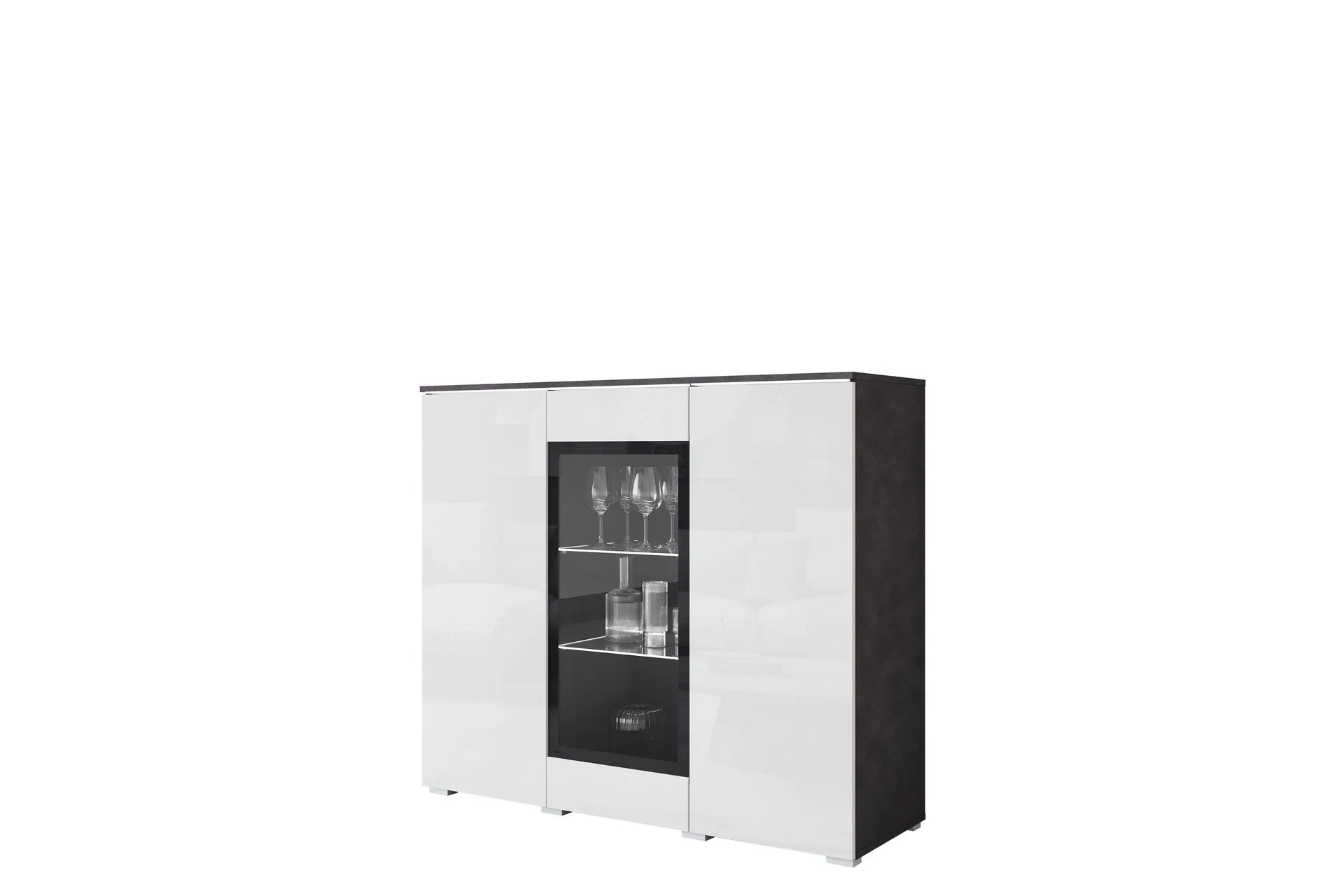 sherie vitrinskåp 120x104 cm - vit/grå