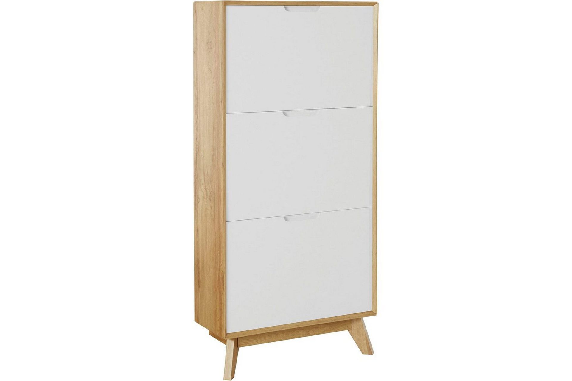 Skof&ouml;rvaring Ezra 3 klaffar 60x24x125 cm, Wotan-ek/Vit - 60x24x125 cm, Wotan-ek/Vit