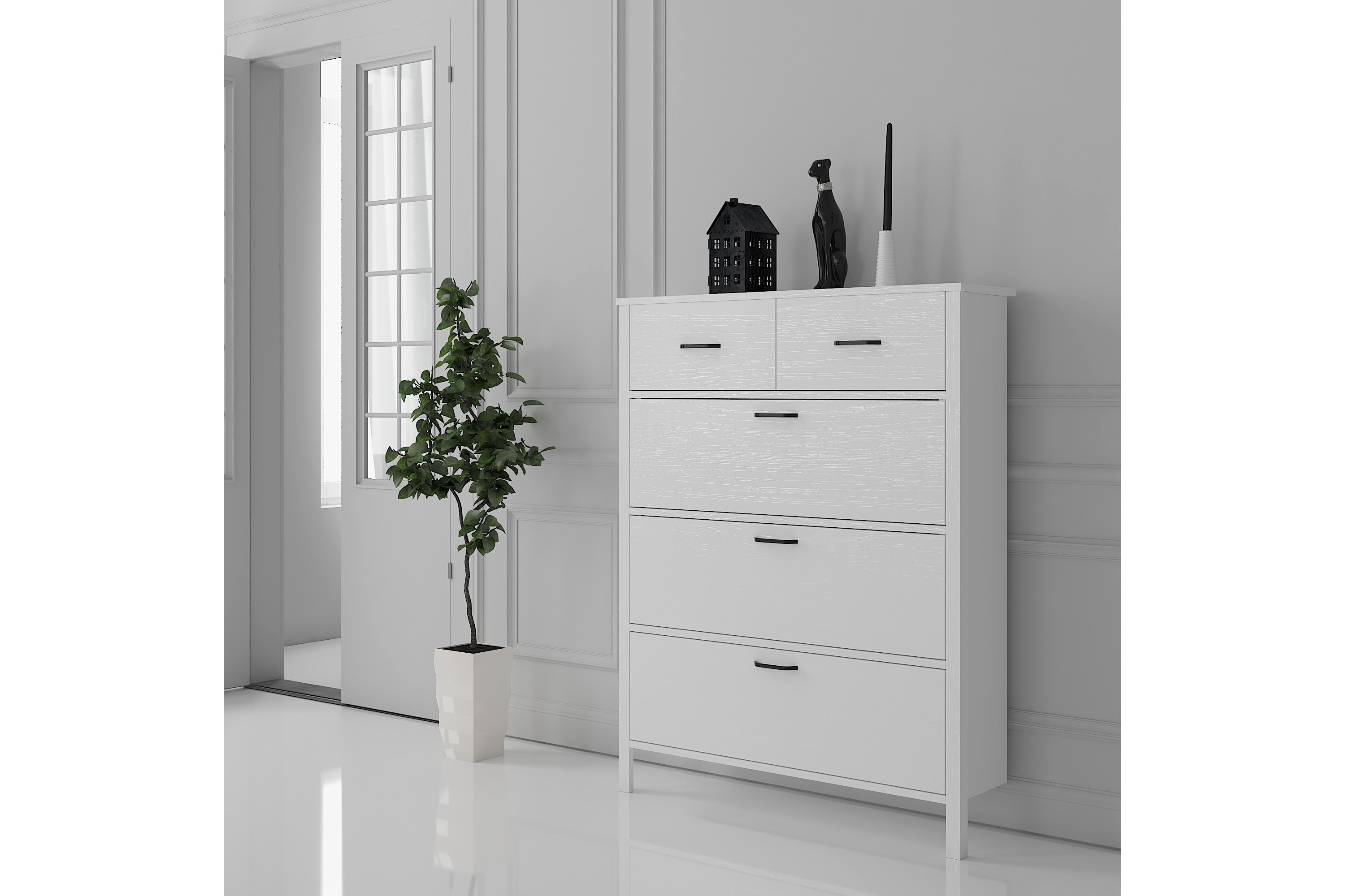 Skoskåp Elspet 100 cm Brun/Vit