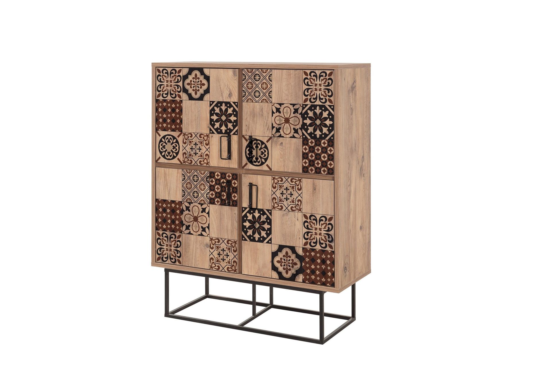 Quantum Solo Highboard 93x115 cm Svart/Brun - Hanah Home