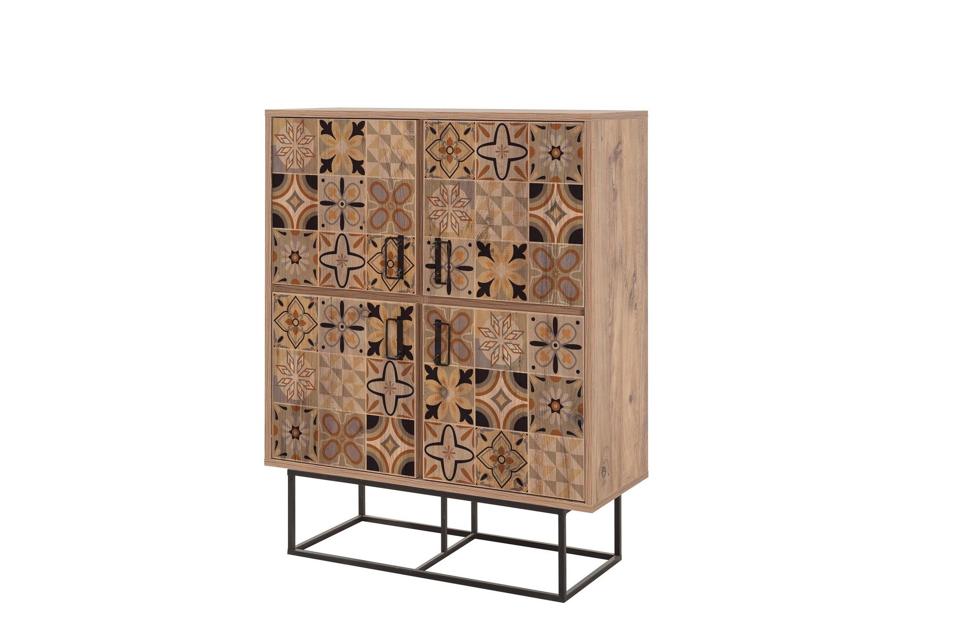 Quantum Solo Highboard 93x115 cm Svart/Brun - Hanah Home