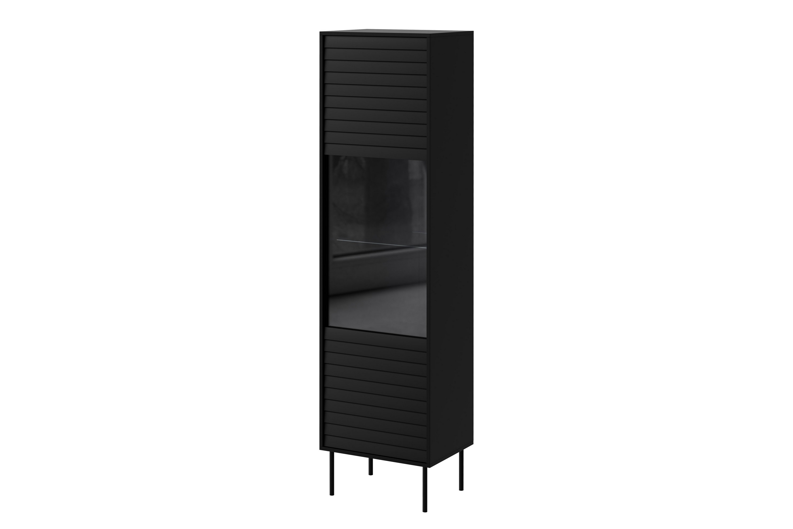 Soublet Smalt Vitrinskåp 40 cm djup 53 cm bred 182 cm hög Mörkt TräGlas Svart