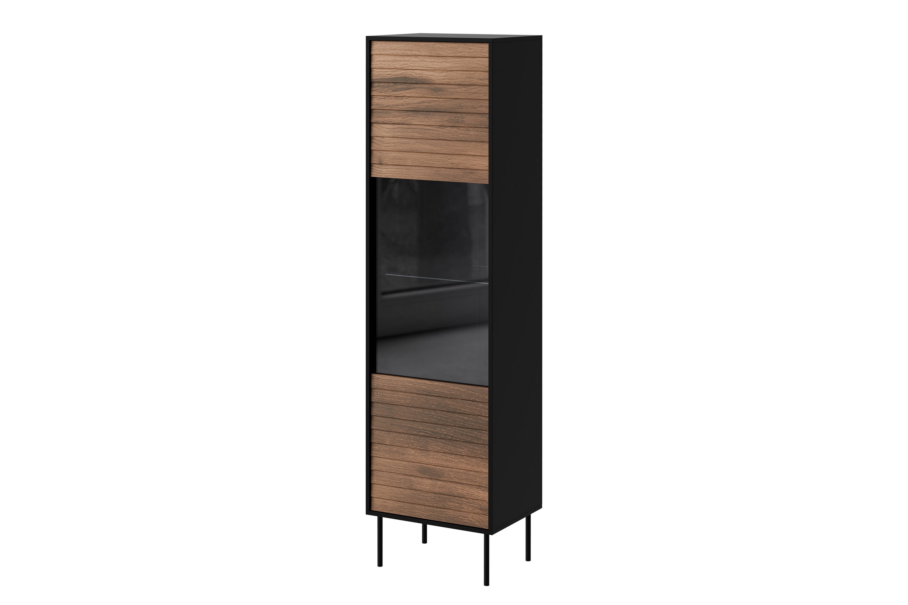 Soublet Smalt Vitrinskåp 40 cm djup 53 cm bred 182 cm hög Mörkt TräGlas Svart/Valnöt