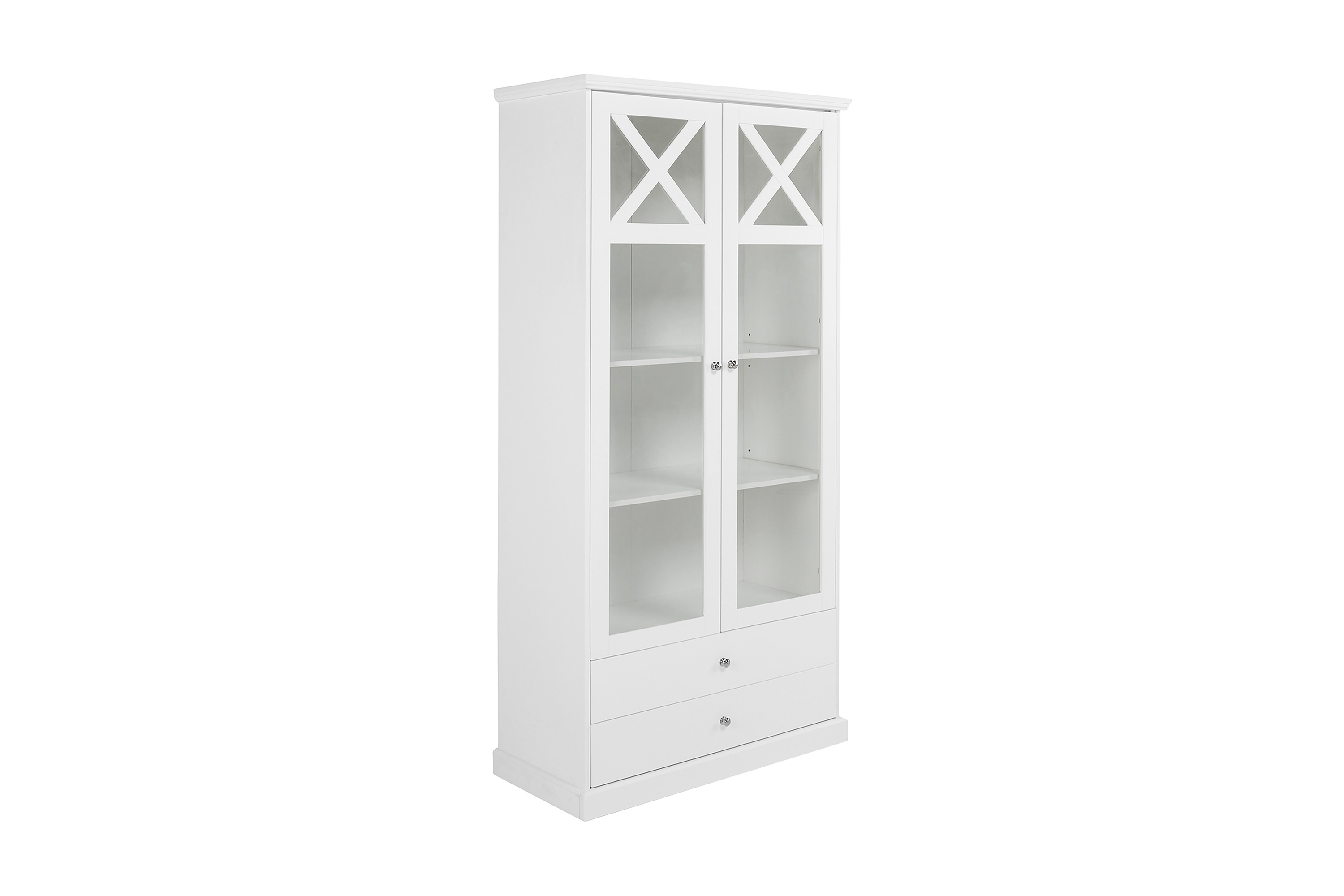 Bloomington Milla Vitrinskåp 45 cm djup 95 cm bred 195 cm hög Ljust TräGlas 2 Dörrar