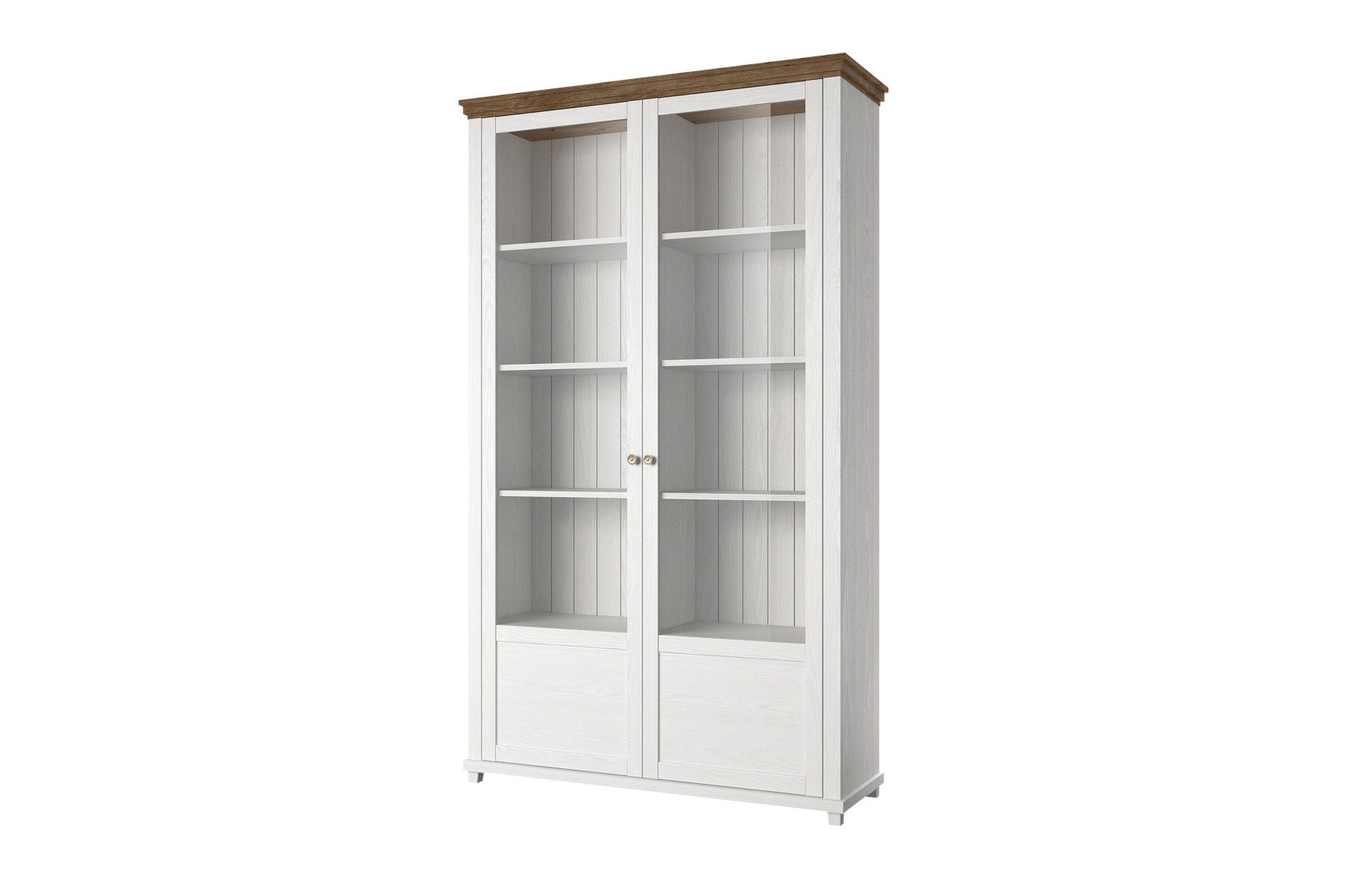 Getafez Vitrinskåp 42 cm djup 126 cm bred 200 cm hög Ljust TräVit/Natur