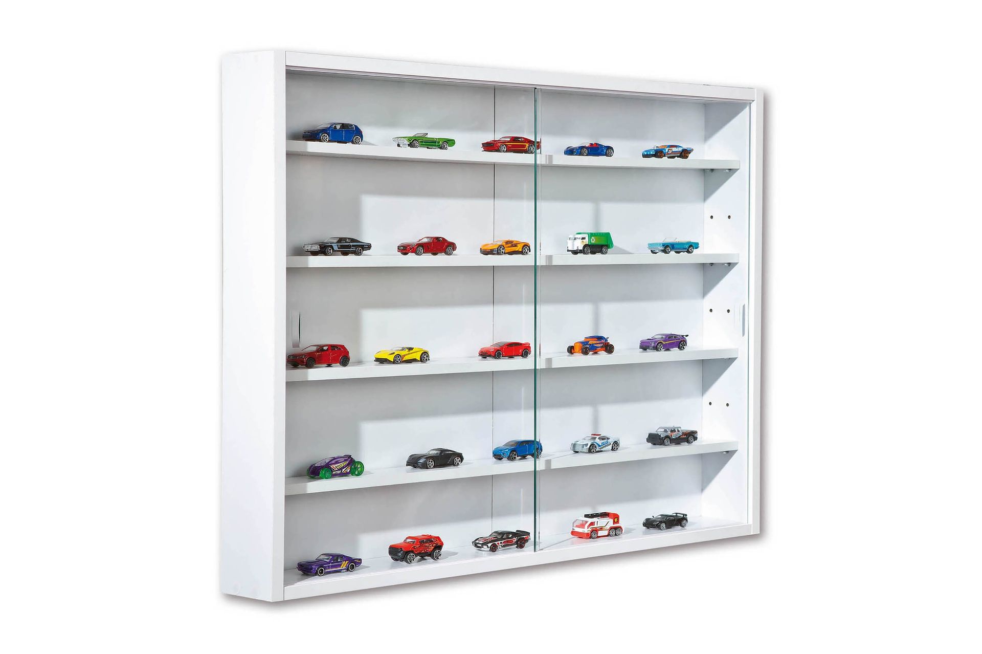 Imogen V&auml;ggh&auml;ngt Displaysk&aring;p Vitrinsk&aring;p 9,5 cm djupt 80 cm bred 60 cm h&ouml;g Ljust Tr&auml; Glas - Vit/Glas