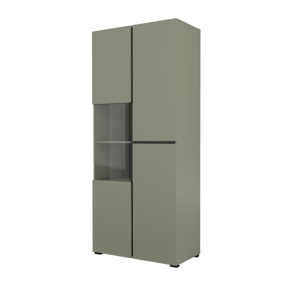 vitrinskåp kors 3 dörrar - grön - svart