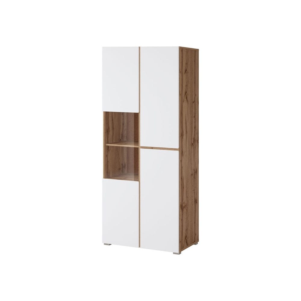 vitrinskåp kors 3 dörrar - vit - wotan ek